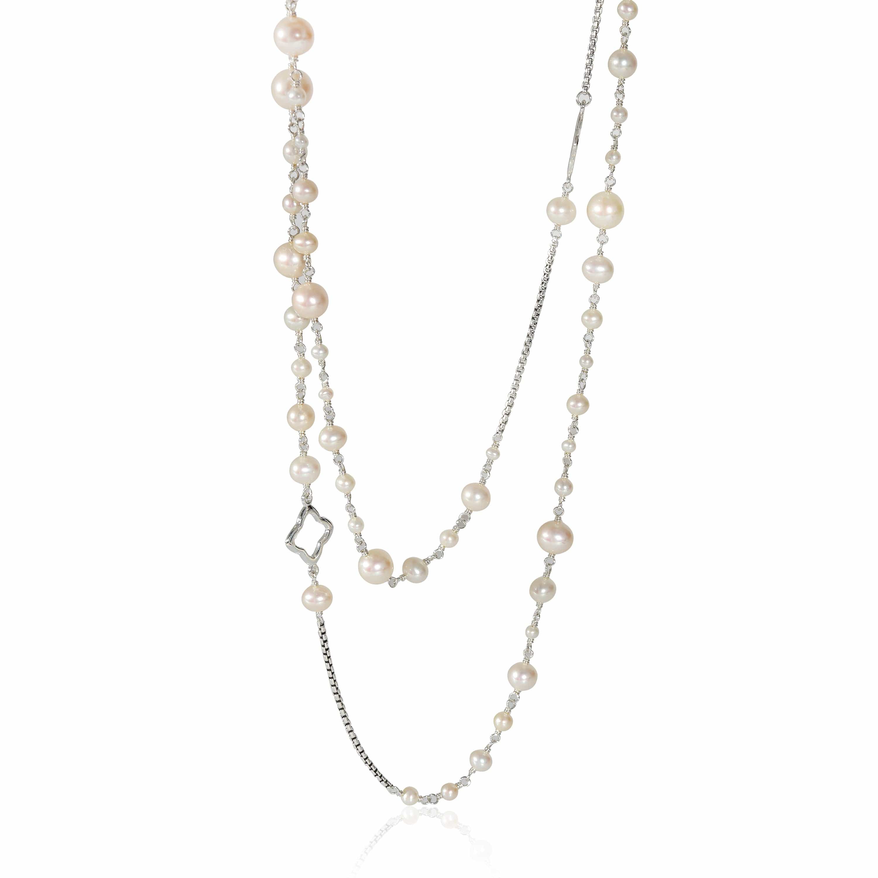 David Yurman Bijoux Pearl Quatrefoil Station Necklace in Sterling Silv ...