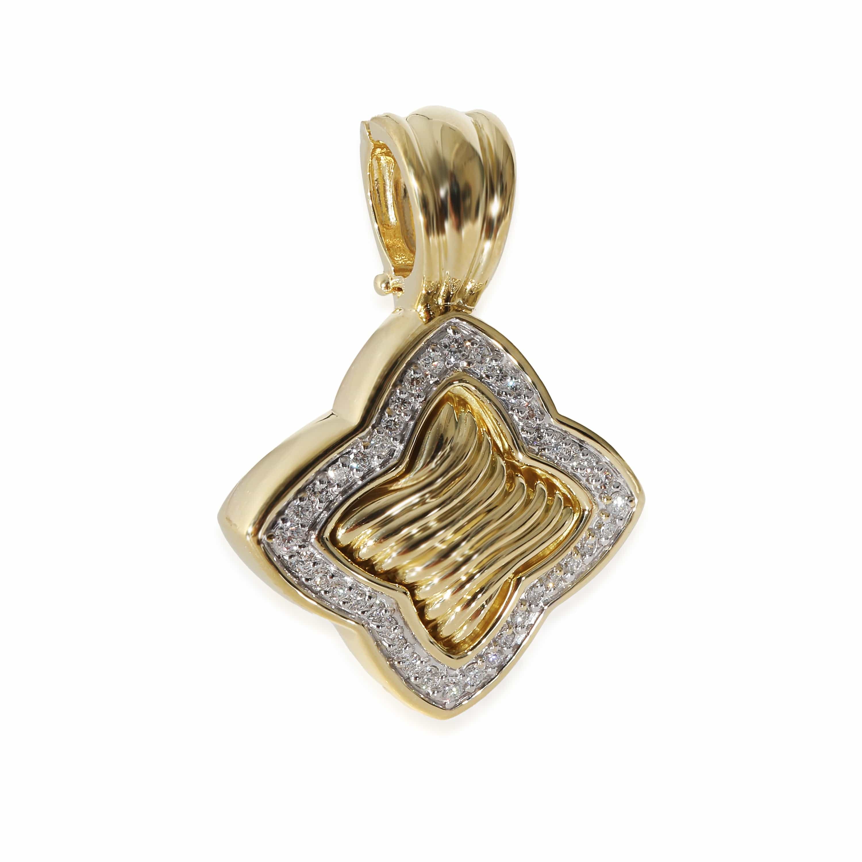 David Yurman David Yurman Quatrefoil Enhancer Pendant in 18k Yellow Gold 0.50 CTW