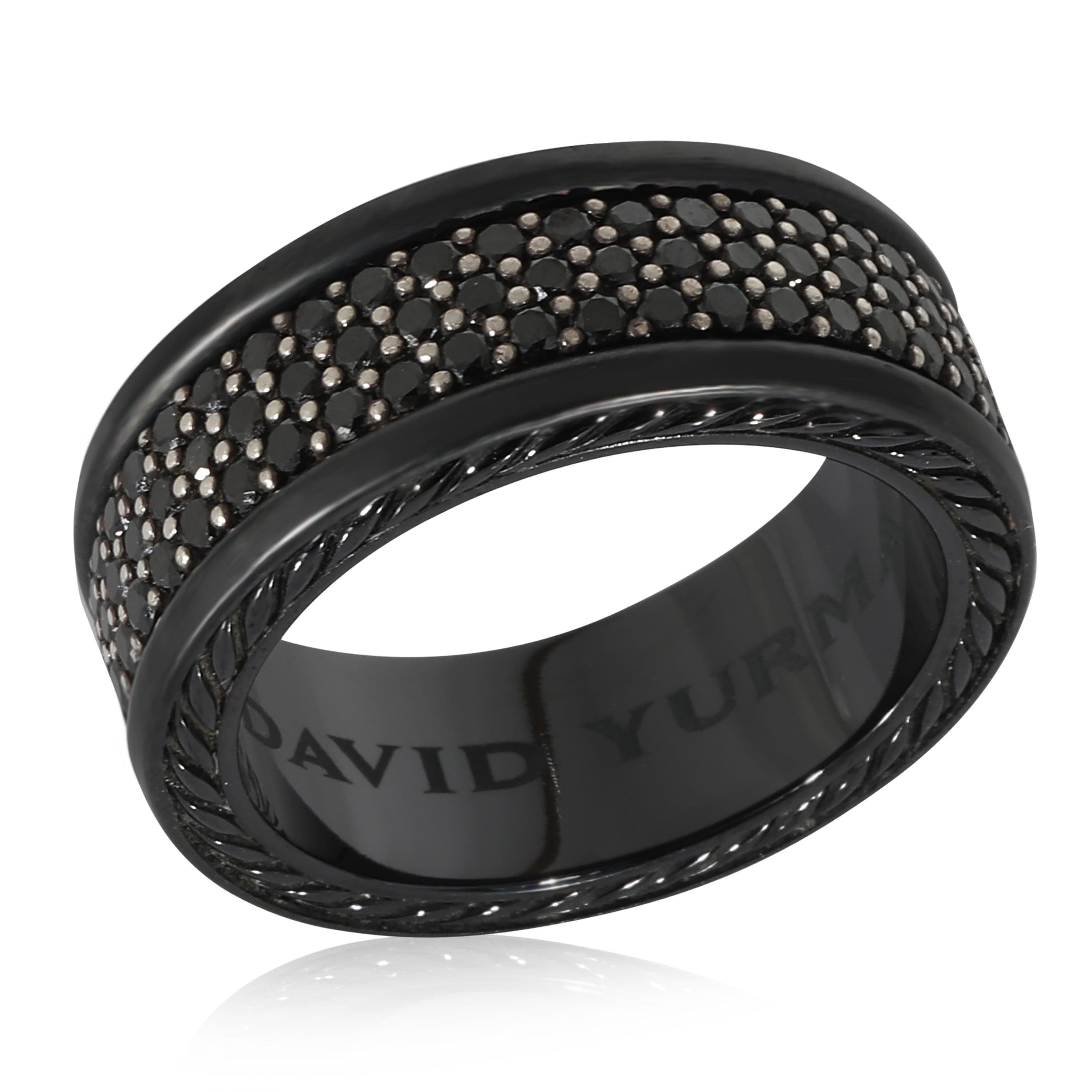 David Yurman David Yurman Streamline Three Row Black Diamond Ring in Black Titanium 2.62 CTW