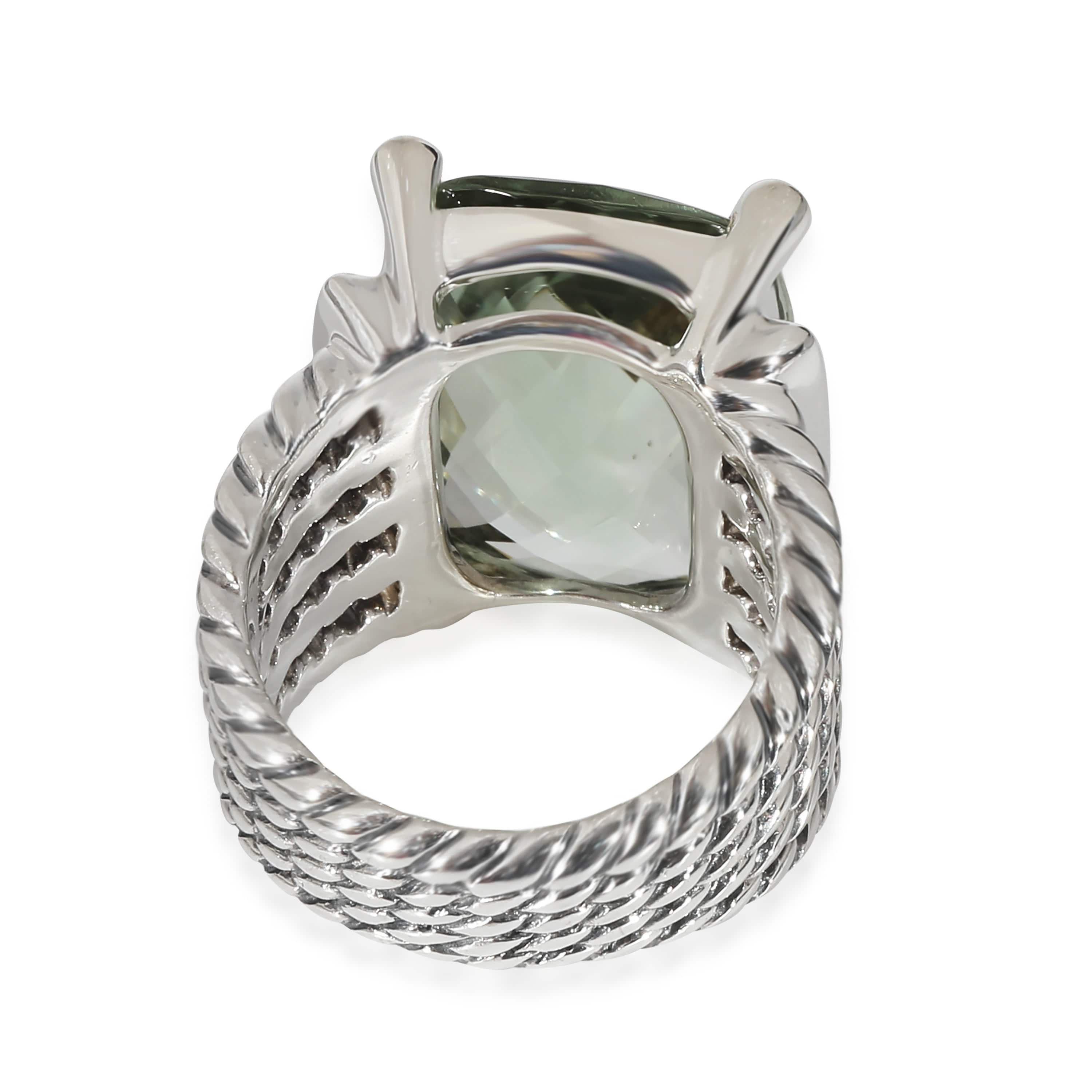 David Yurman Wheaton Prasiolite Diamond Ring in Sterling Silver Green 0.2 CTW