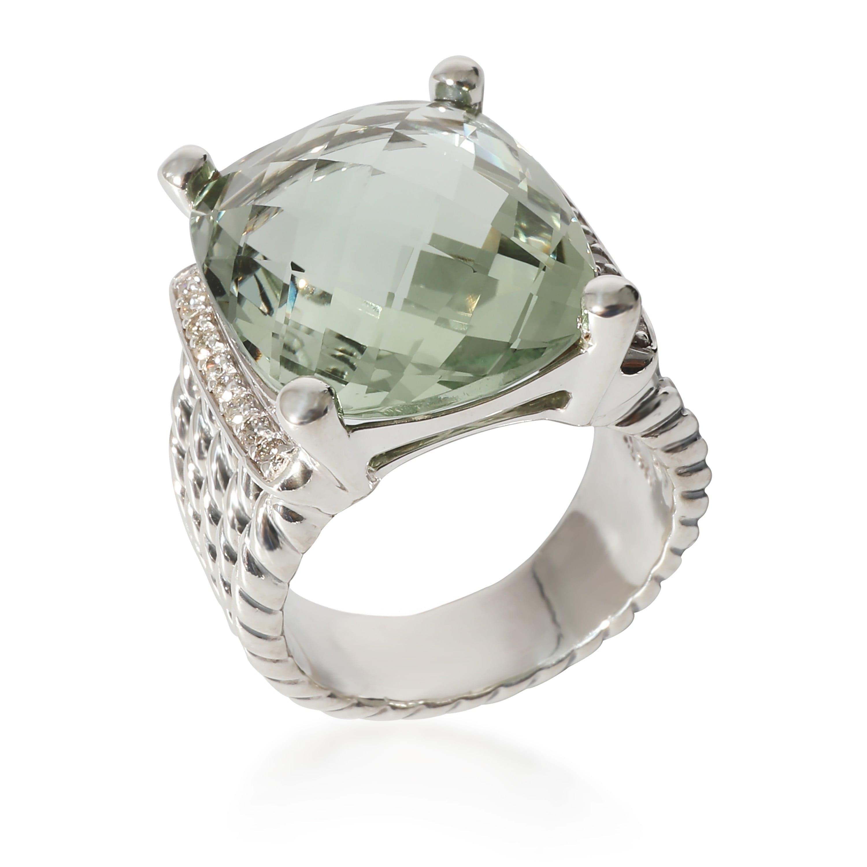 David Yurman Wheaton Prasiolite Diamond Ring in Sterling Silver Green 0.2 CTW