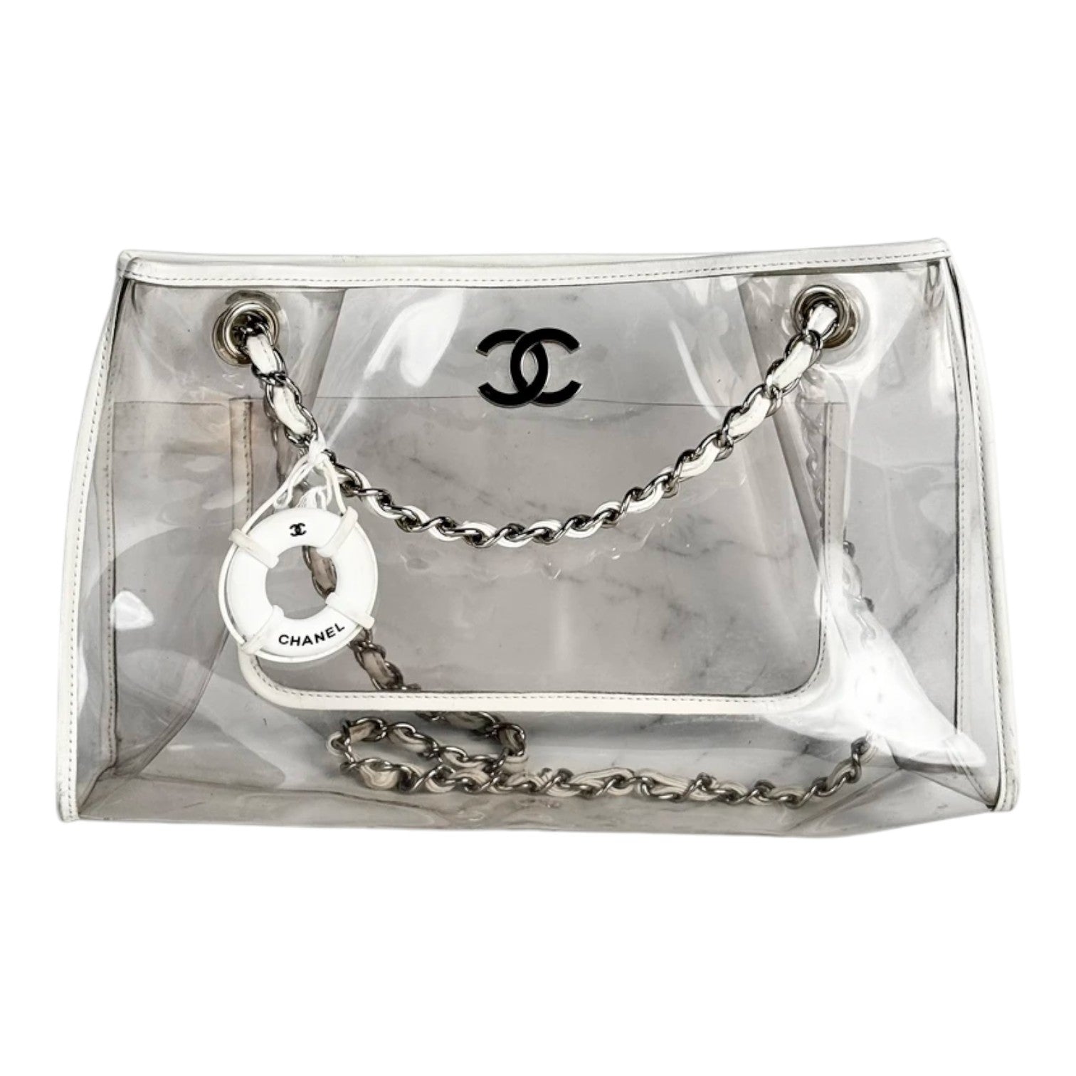 Chanel Transparent Clear PVC Chain Tote Bag with Lifesaver Charm