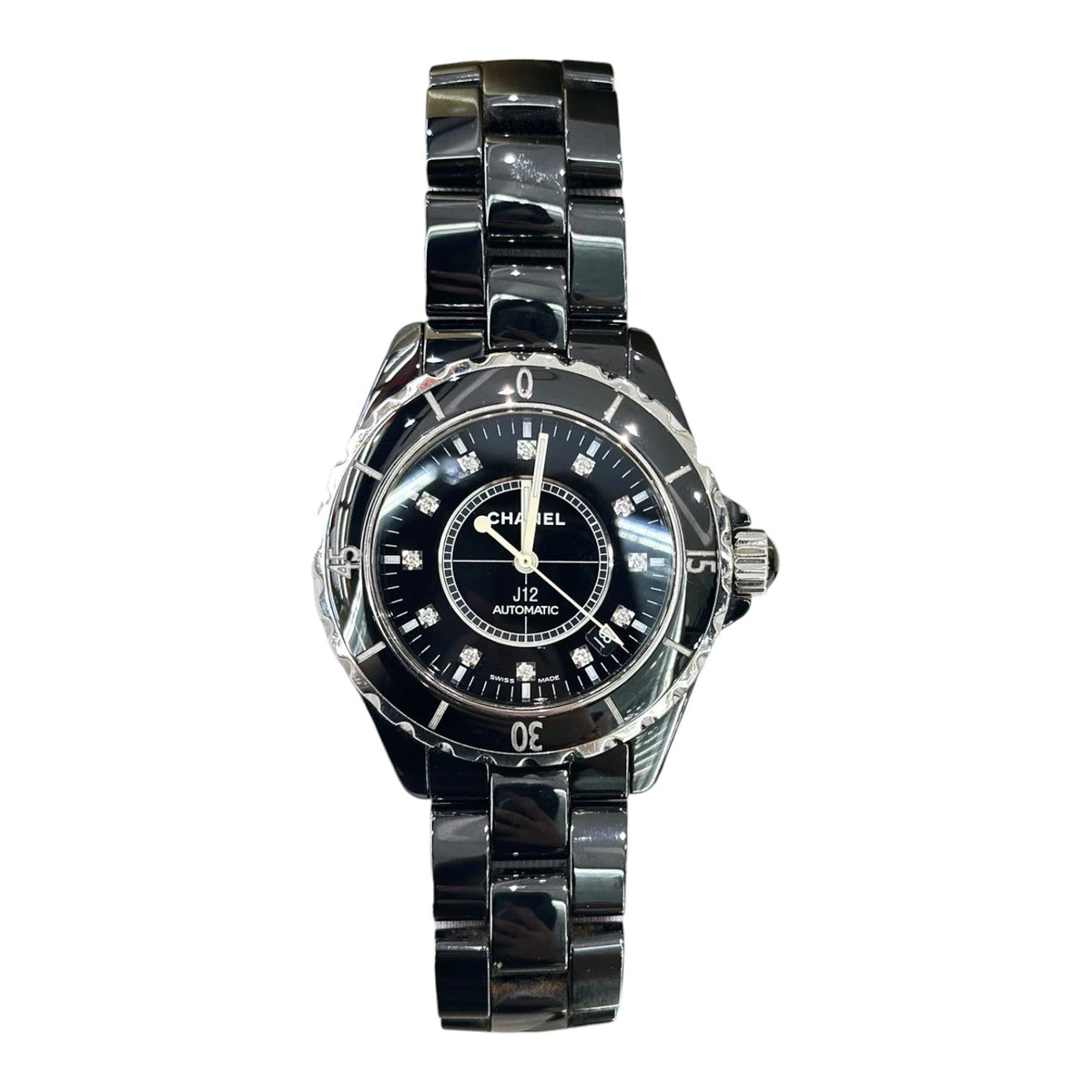 Chanel J12 Diamonds Black Ceramic 38mm Auto Watch