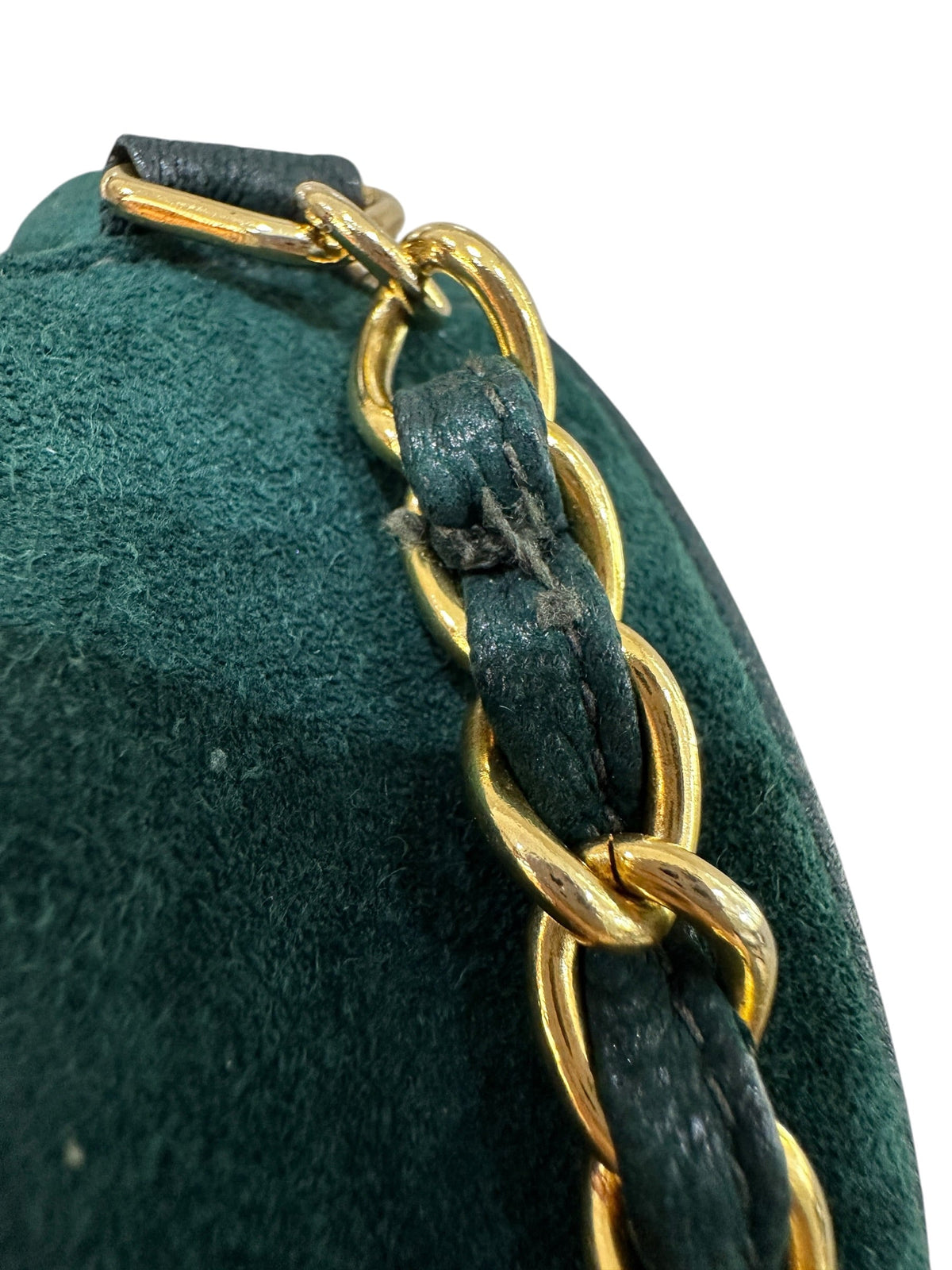 Chanel Vintage Green Suede Tassel Oval CC Bag