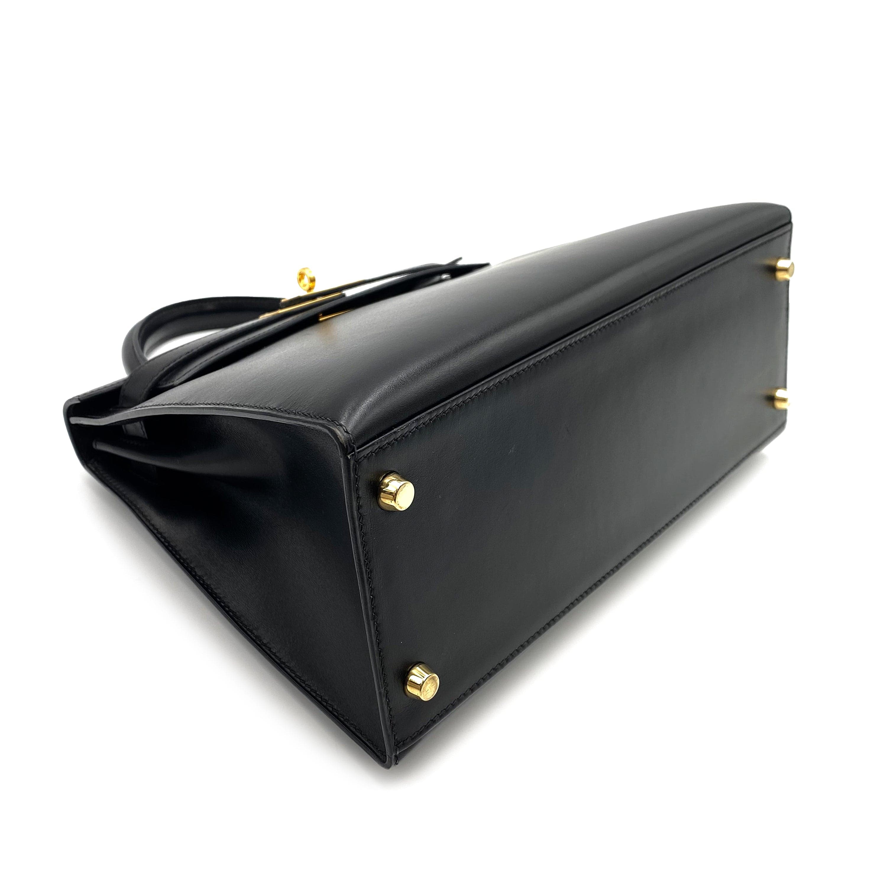 DESIGNER_Chanel HERMES KELLY 28 SELLIER BLACK BOXCALF HAND SHOULDER BAG □I