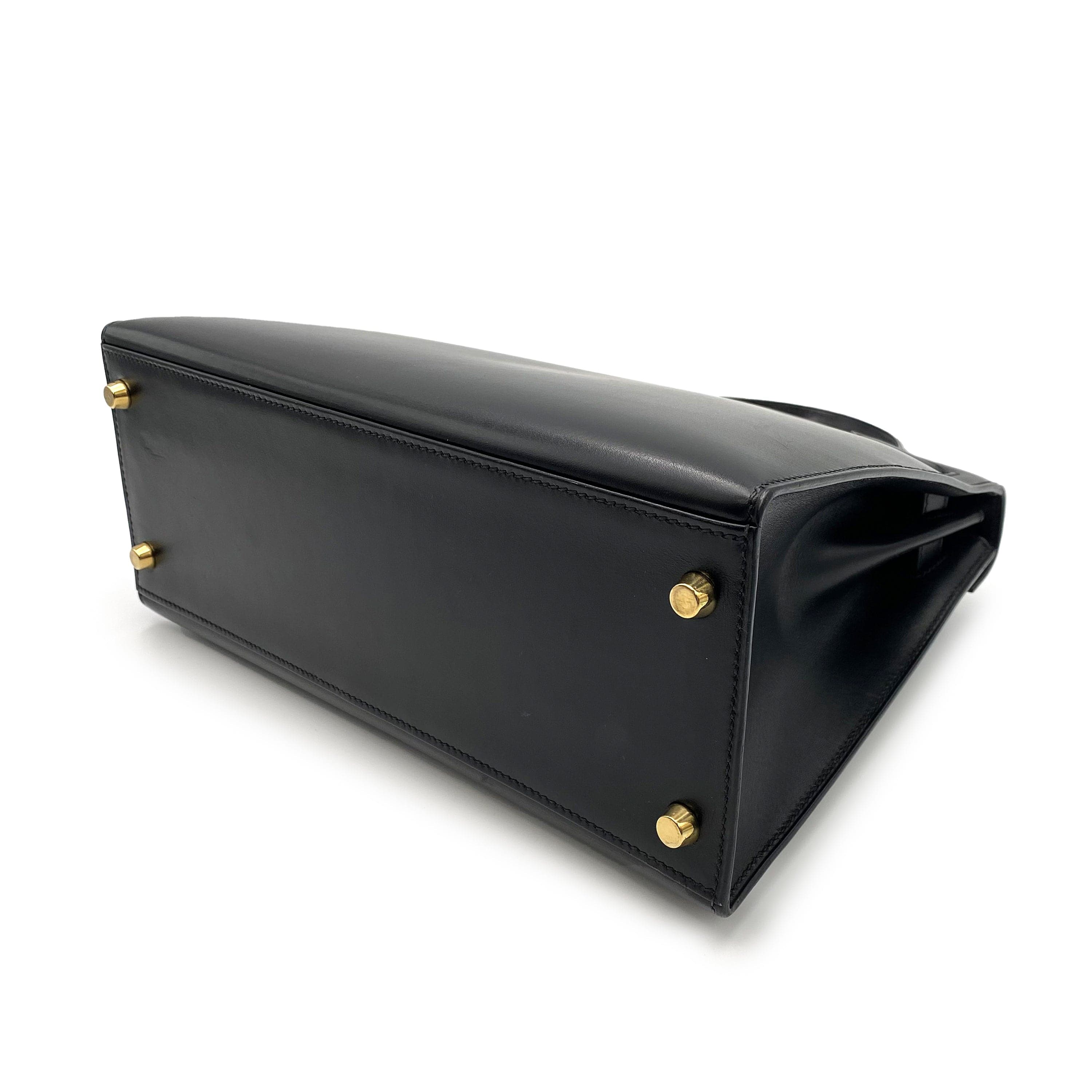 DESIGNER_Chanel HERMES KELLY 28 SELLIER BLACK BOXCALF HAND SHOULDER BAG □I