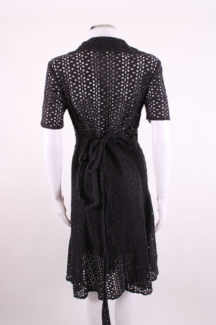 Diane Von Furstenberg Diane Von Furstenberg Broderie Wrap Dress Black 10