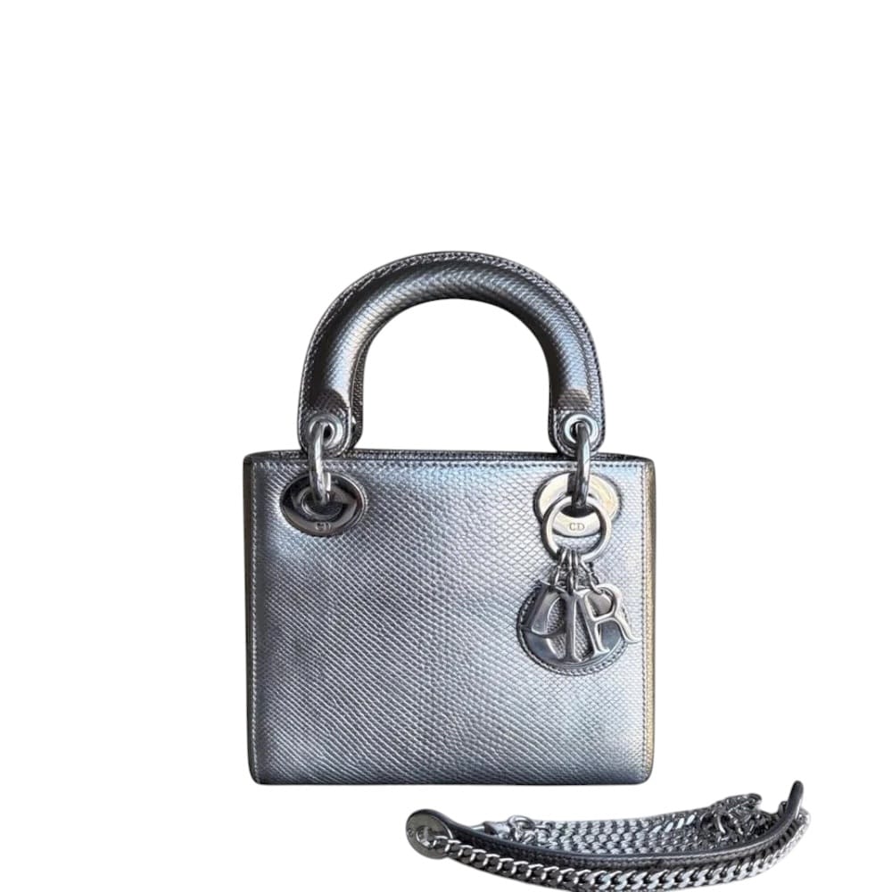 Dior DIOR LADY MINI - EXOTIC LIZARD BI-COLOR SILVER HARDWARE SYCM641