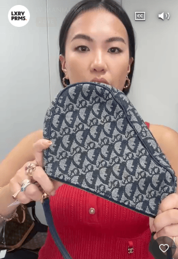 DIOR DIOR Saddle Pouch Canvas×Leather Navy×Gray B09292K2DC