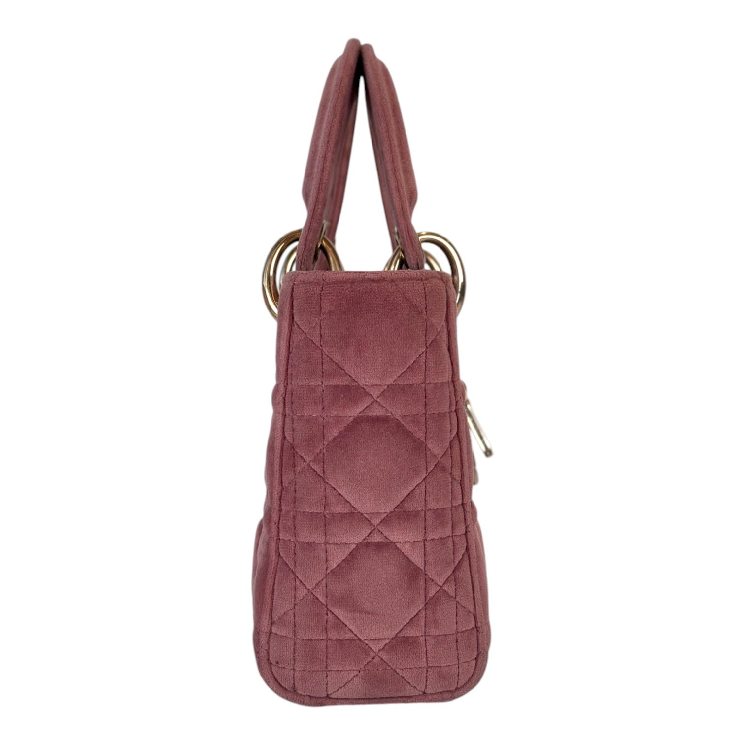 Dior Dior Lady Dior Mini Old Pink Velvet Bag
