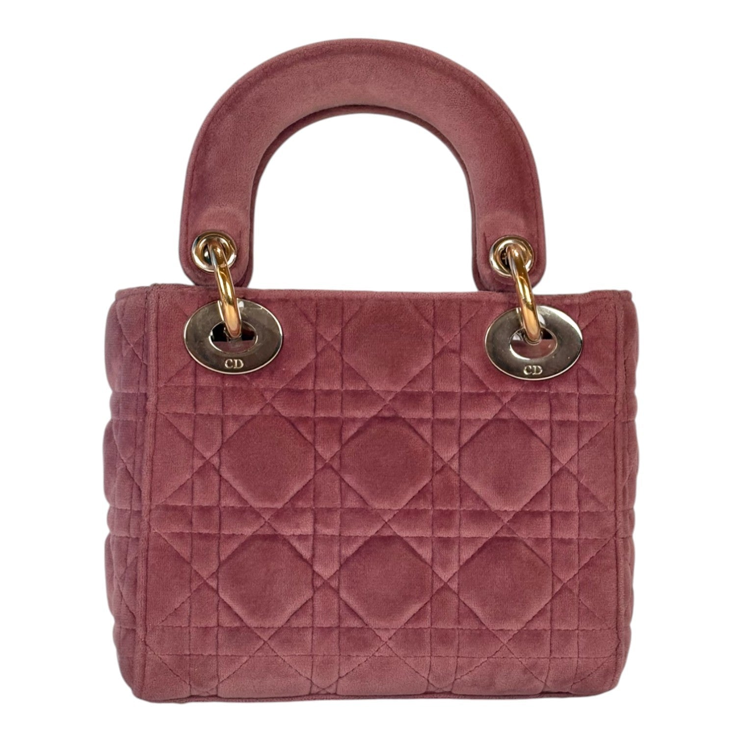 Dior Dior Lady Dior Mini Old Pink Velvet Bag