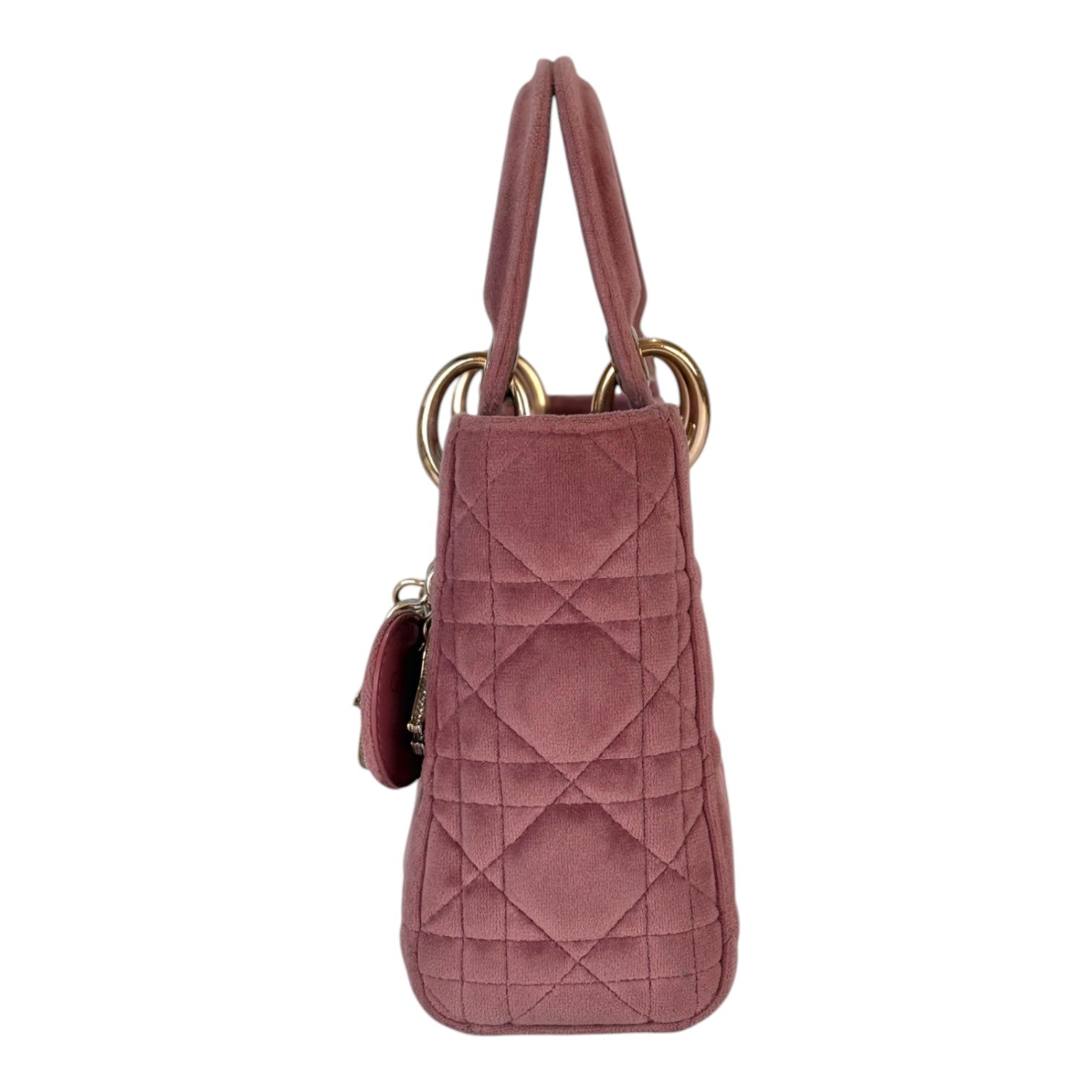 Dior Dior Lady Dior Mini Old Pink Velvet Bag