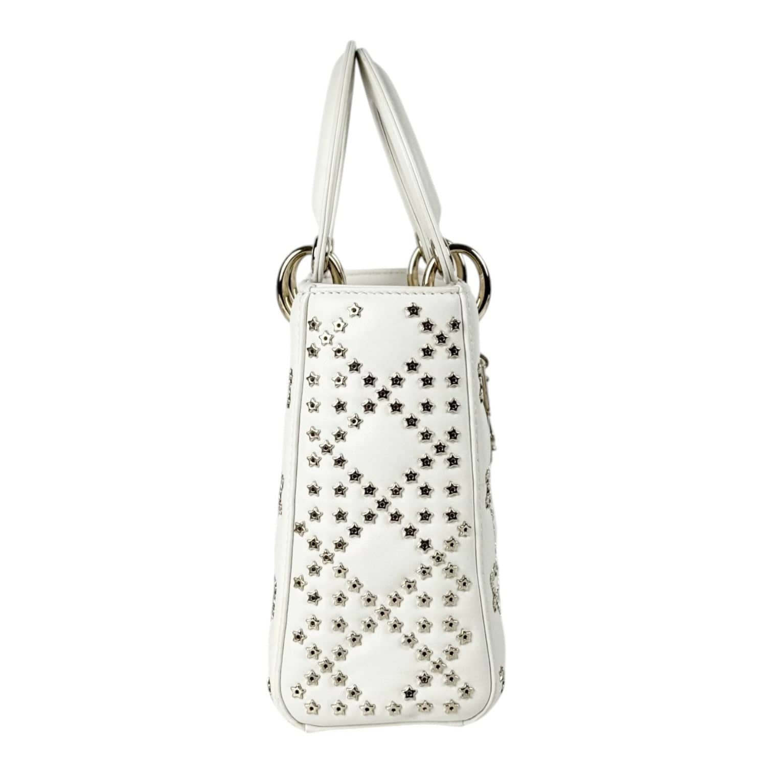 Dior Dior Small Light Cream Lady Dior with Gold Star Studs