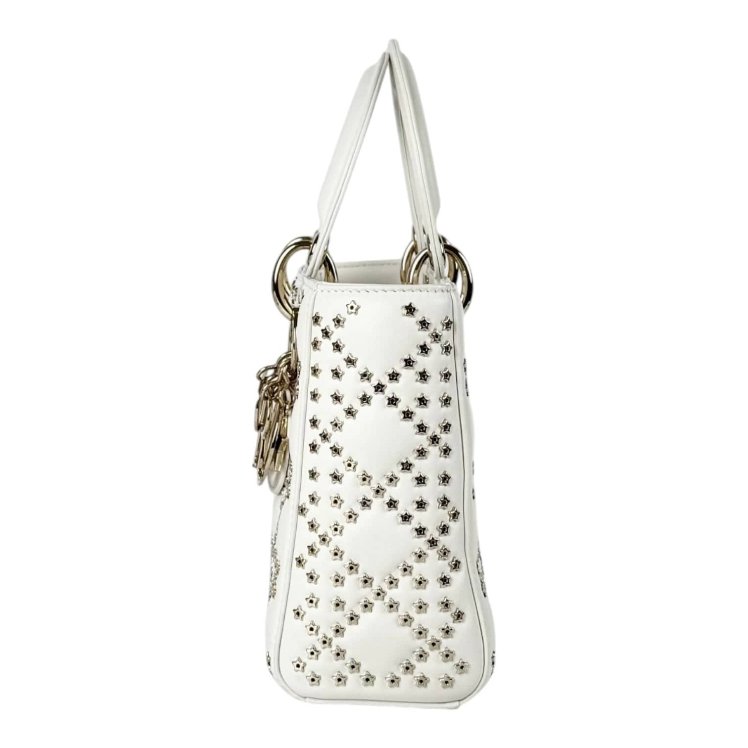 Dior Dior Small Light Cream Lady Dior with Gold Star Studs