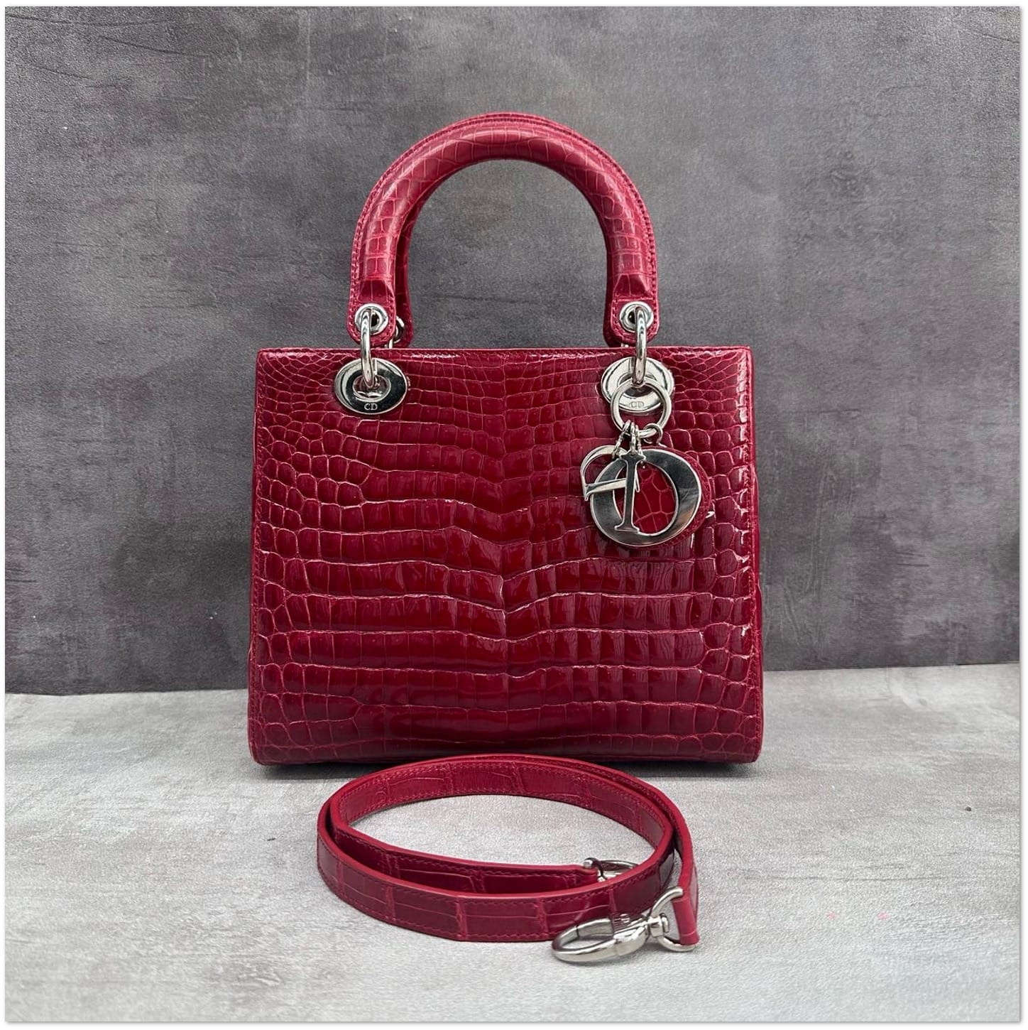 Dior Dior Crocodile Lady Dior with Silver Hardware C19491335819