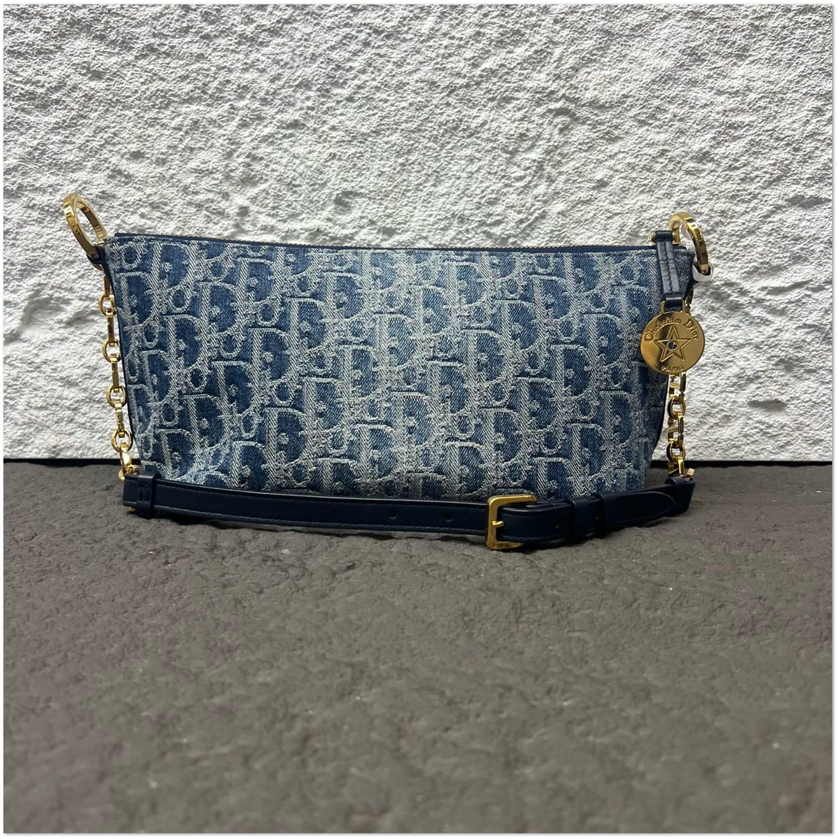 Dior Dior Denim Oblique Pochette with Gold Hardware C19493215292