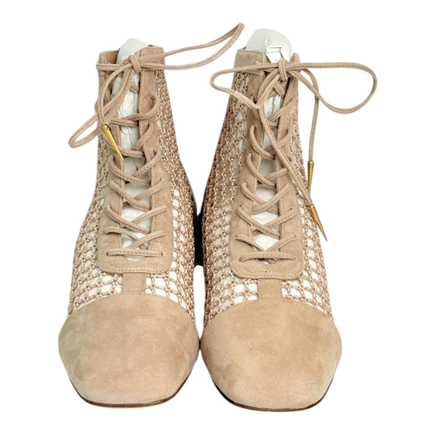 Dior Dior Suede & Resille Nude Boots - Size 37.5