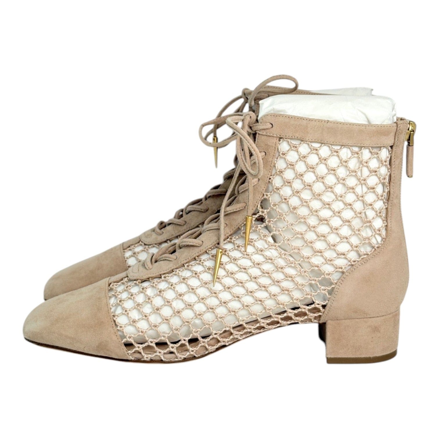 Dior Dior Suede & Resille Nude Boots - Size 37.5