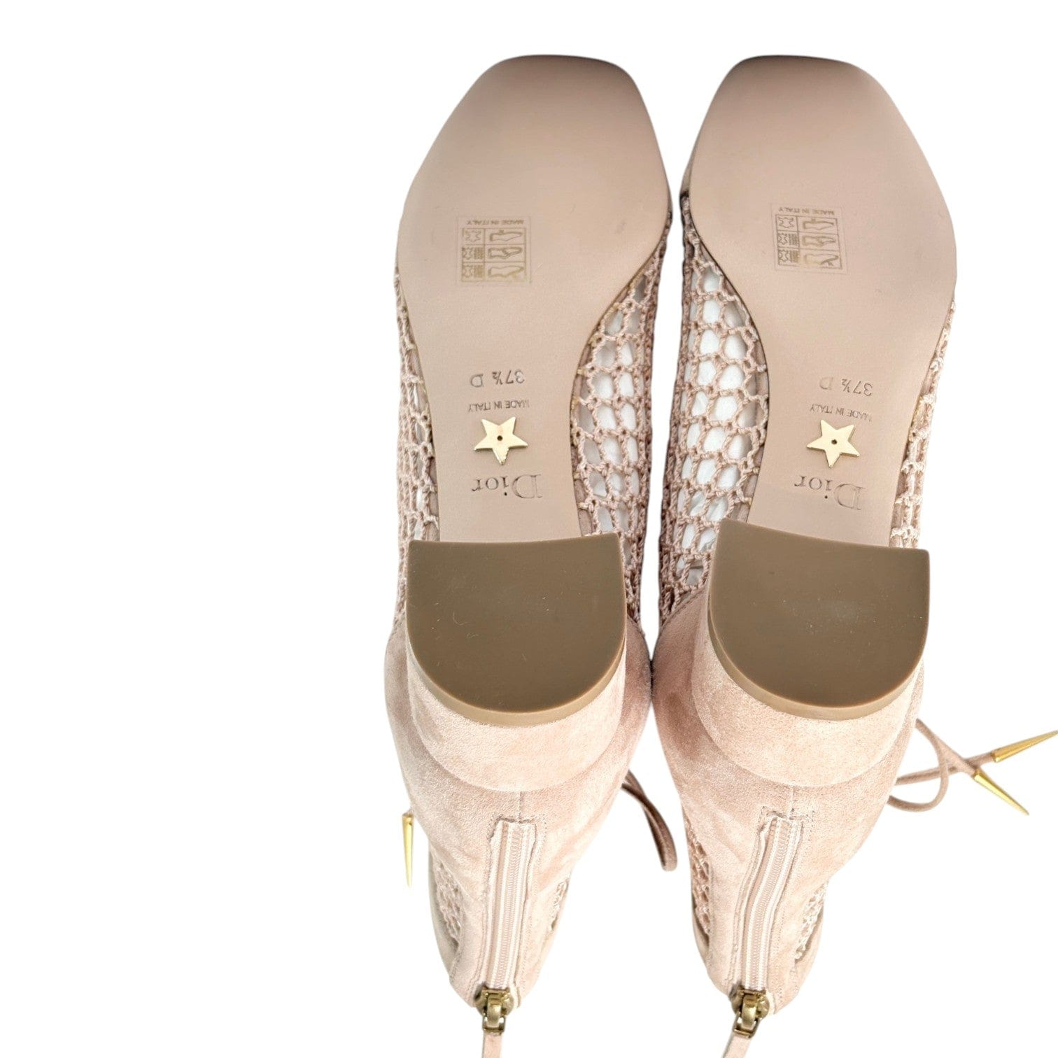 Dior Dior Suede & Resille Nude Boots - Size 37.5