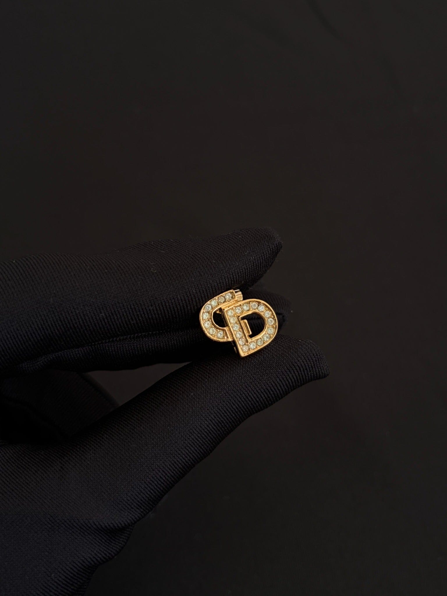 Dior Dior Gold Crystal CD Logo Ear Clips