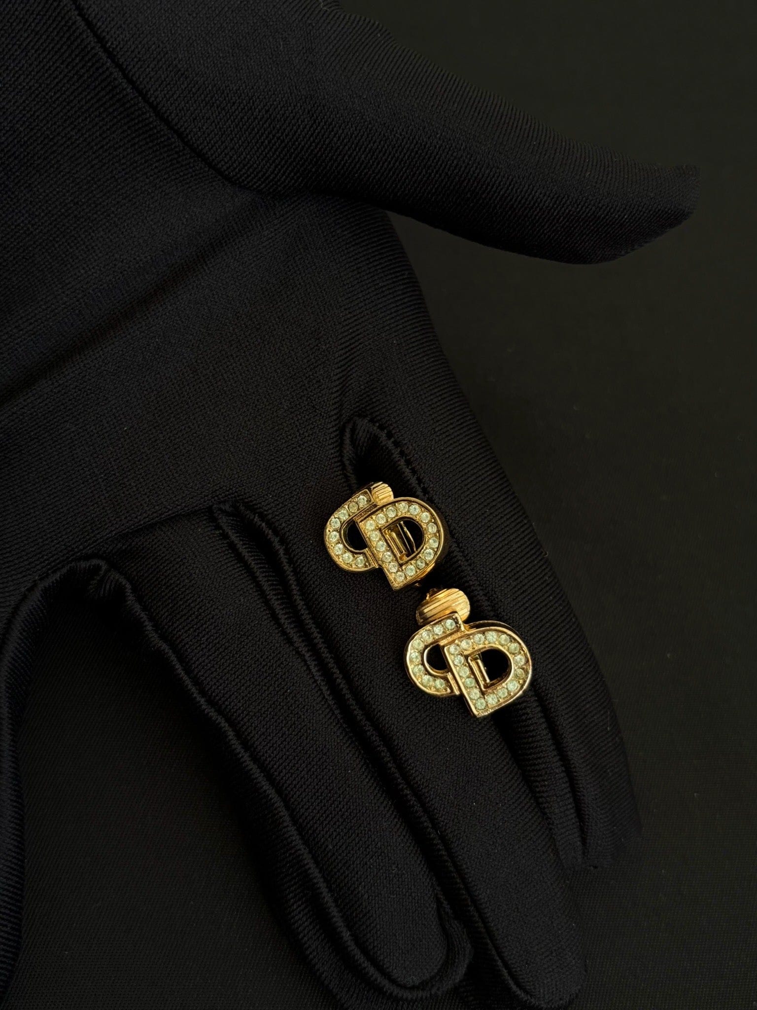 Dior Dior Gold Crystal CD Logo Ear Clips