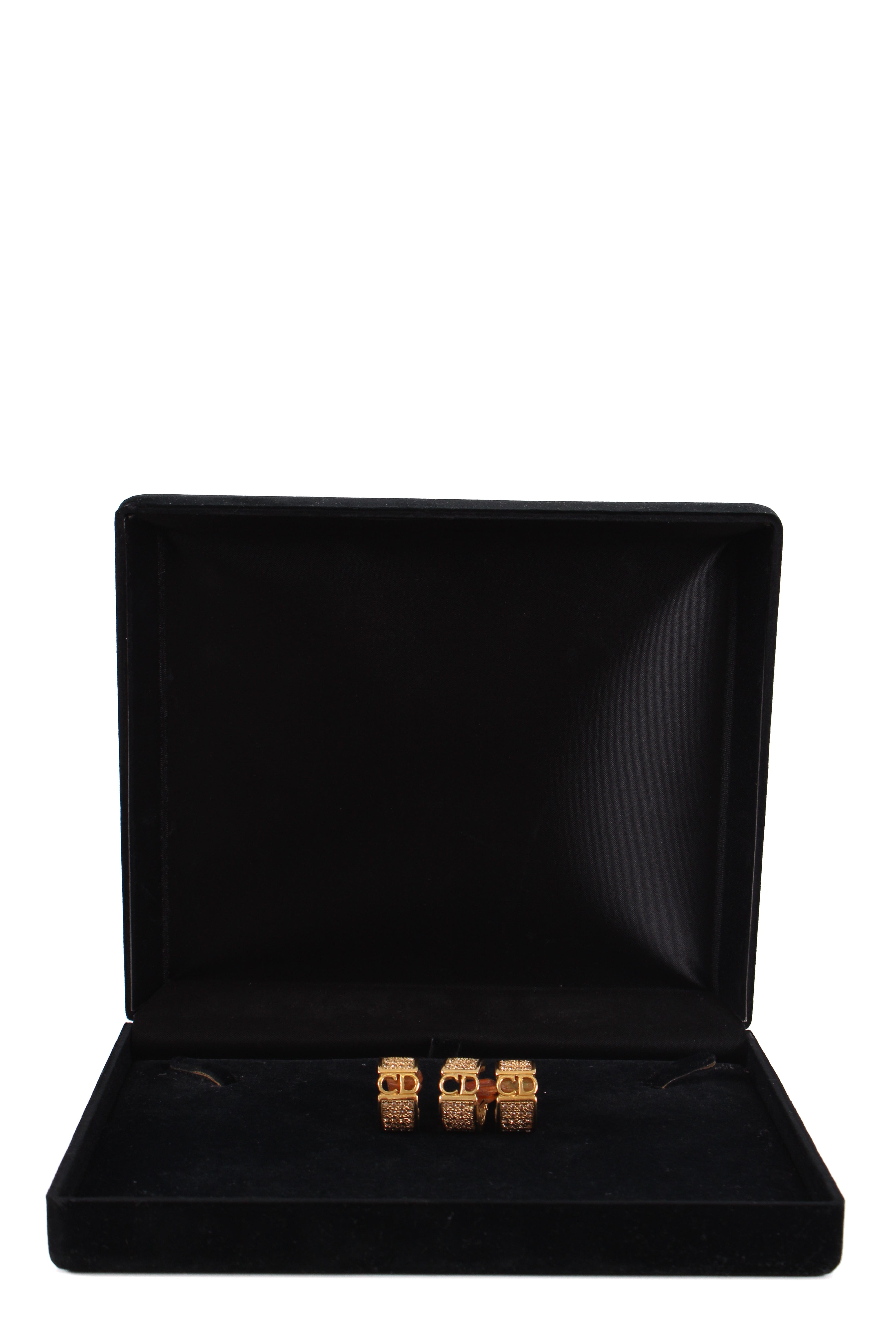 Dior Dior X3 CD Diamante Clip On Earrings Gold Colour