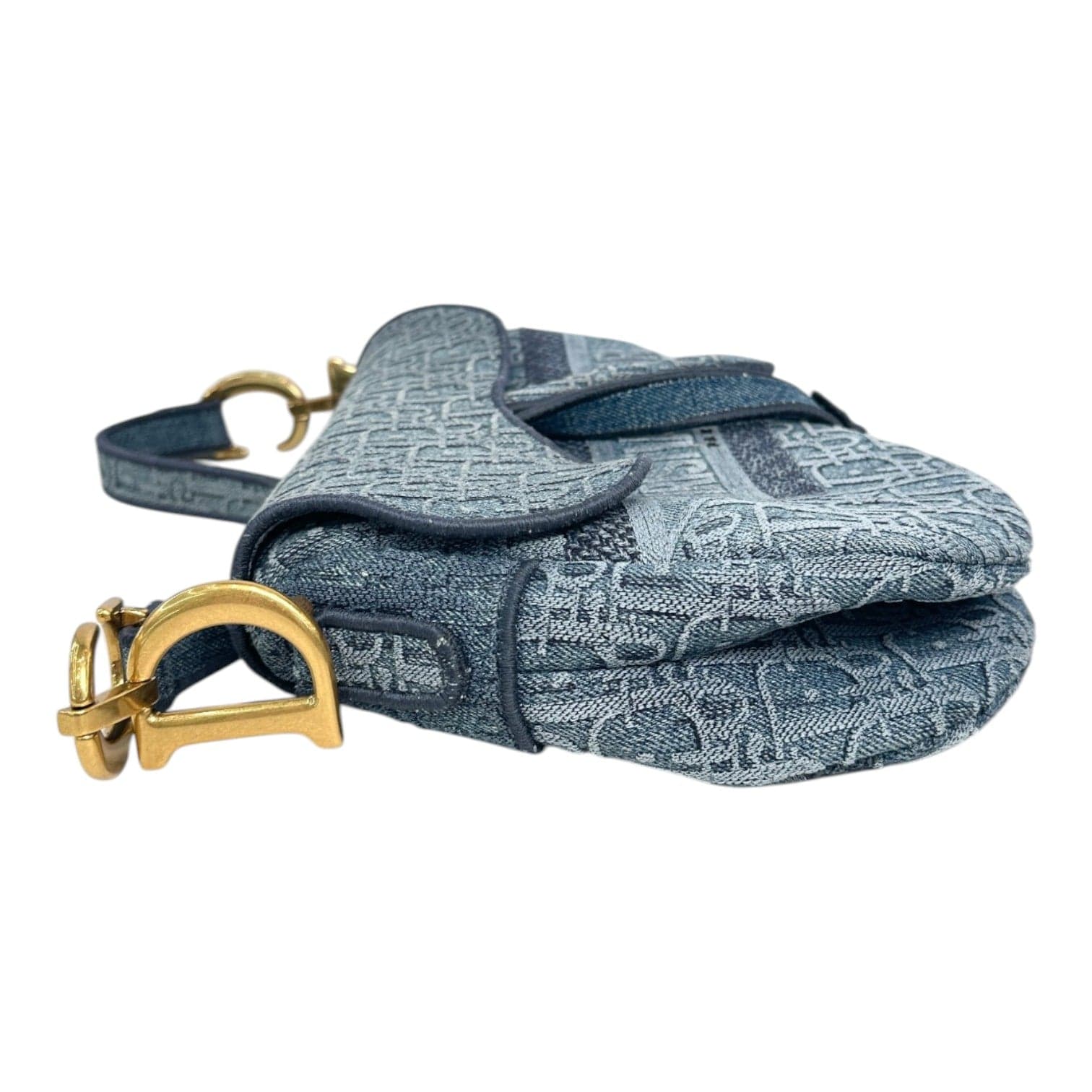 Dior Dior Blue Oblique Denim Saddle Bag
