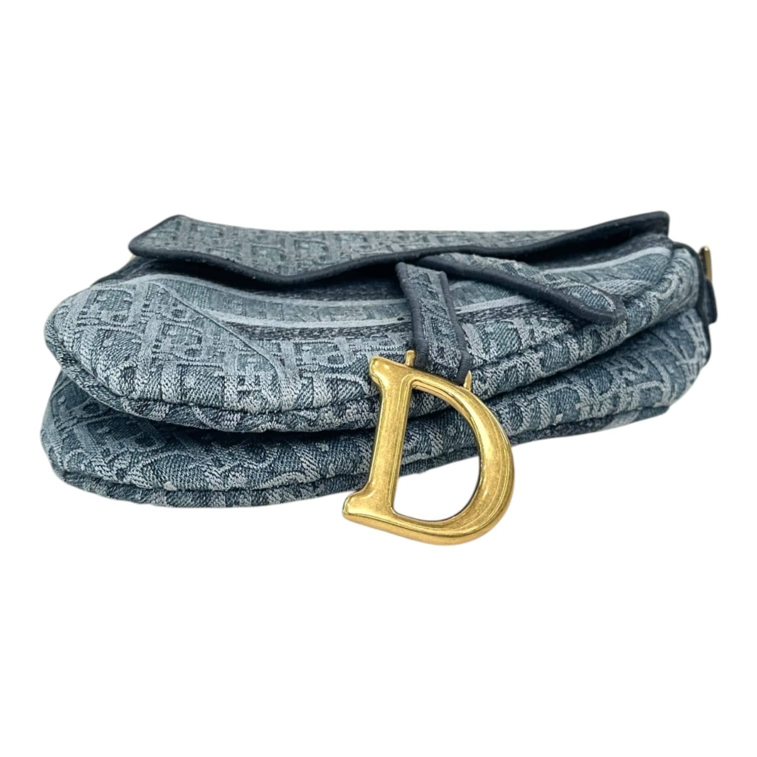 Dior Dior Blue Oblique Denim Saddle Bag
