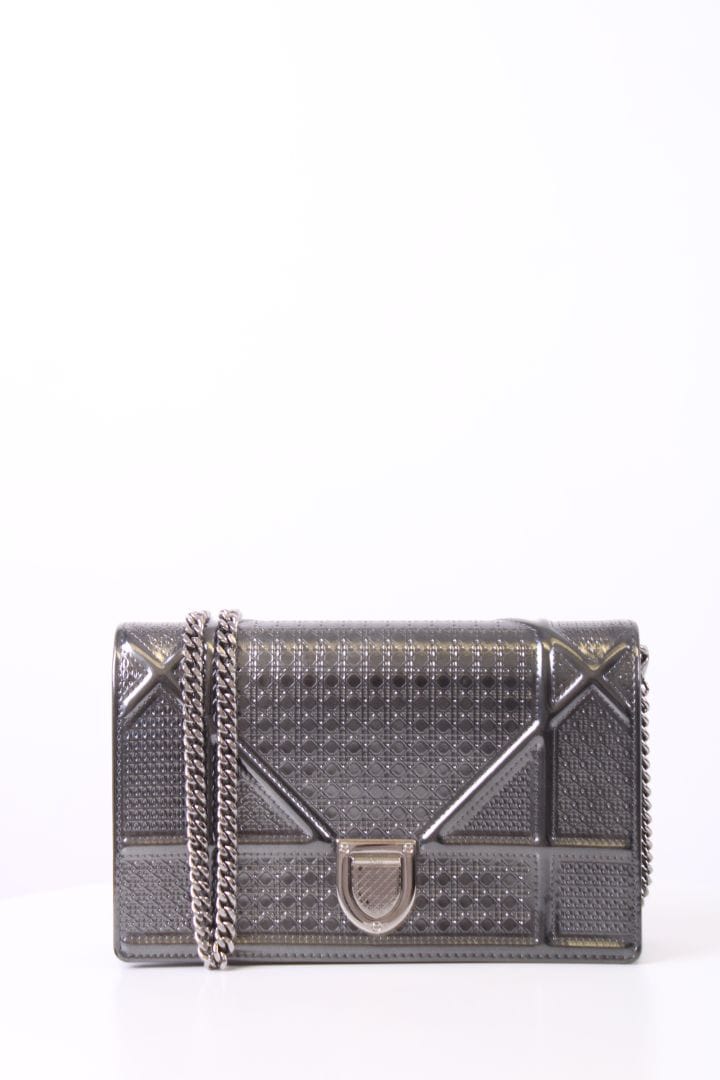 Dior Dior Diorama Cannage Wallet On Chain Bag Gunmetal