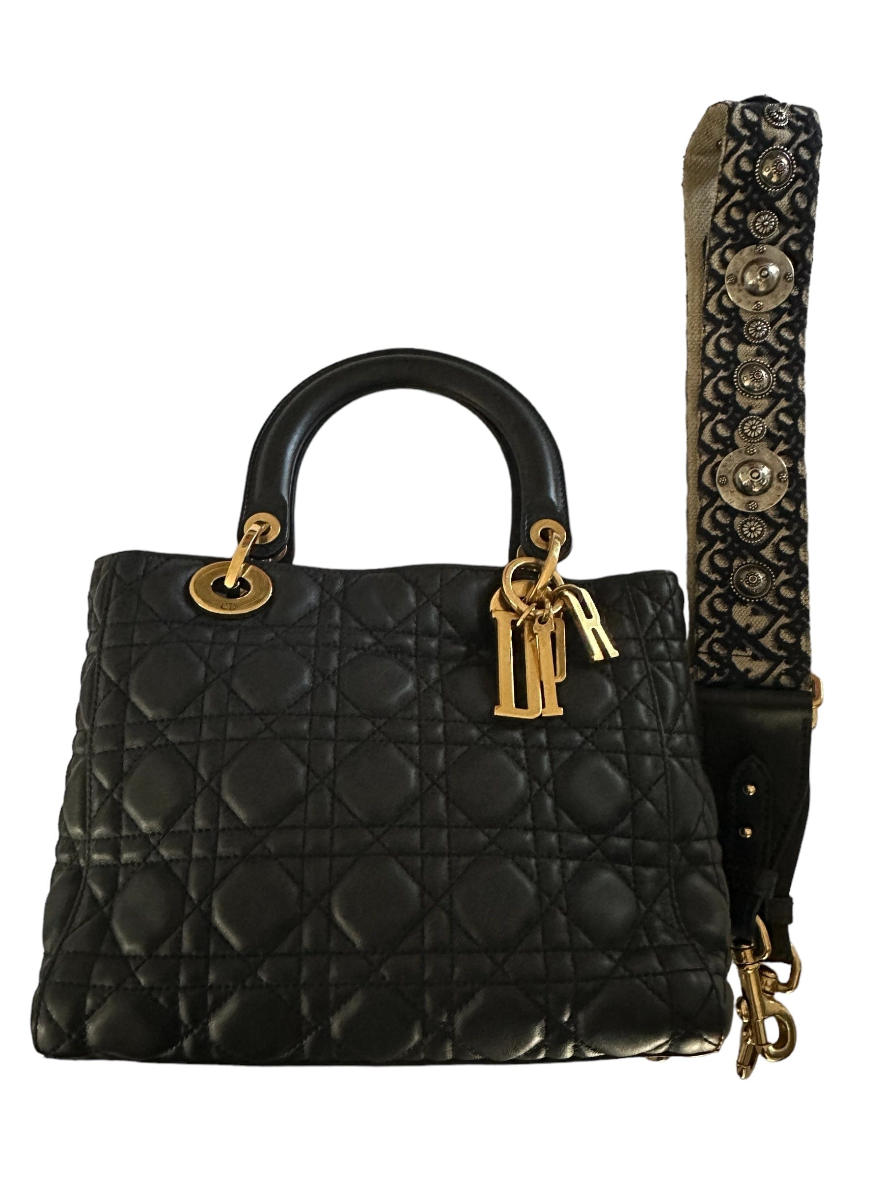 Dior Dior Medium Black Lady Dior with Strap