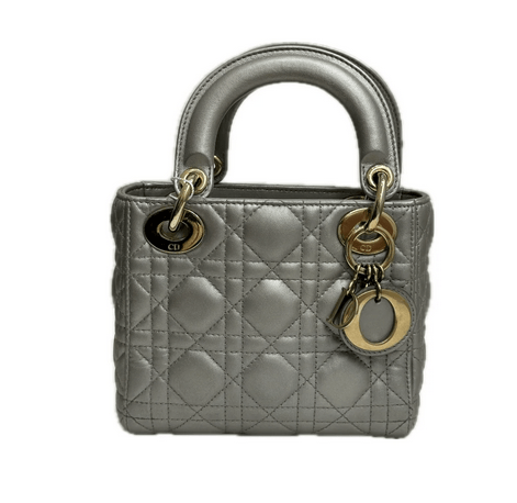 Dior Dior Mini Lady Dior Lambskin Iridescent Grey Bag with GHW