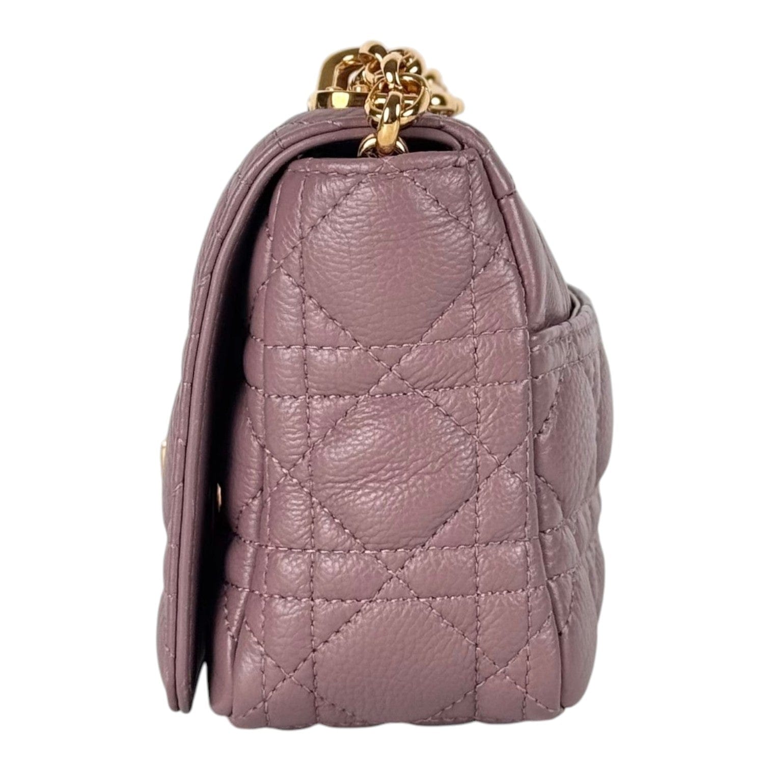 Dior Dior Small Purple/Pink Tone Caro Leather Bag with Chain Strap
