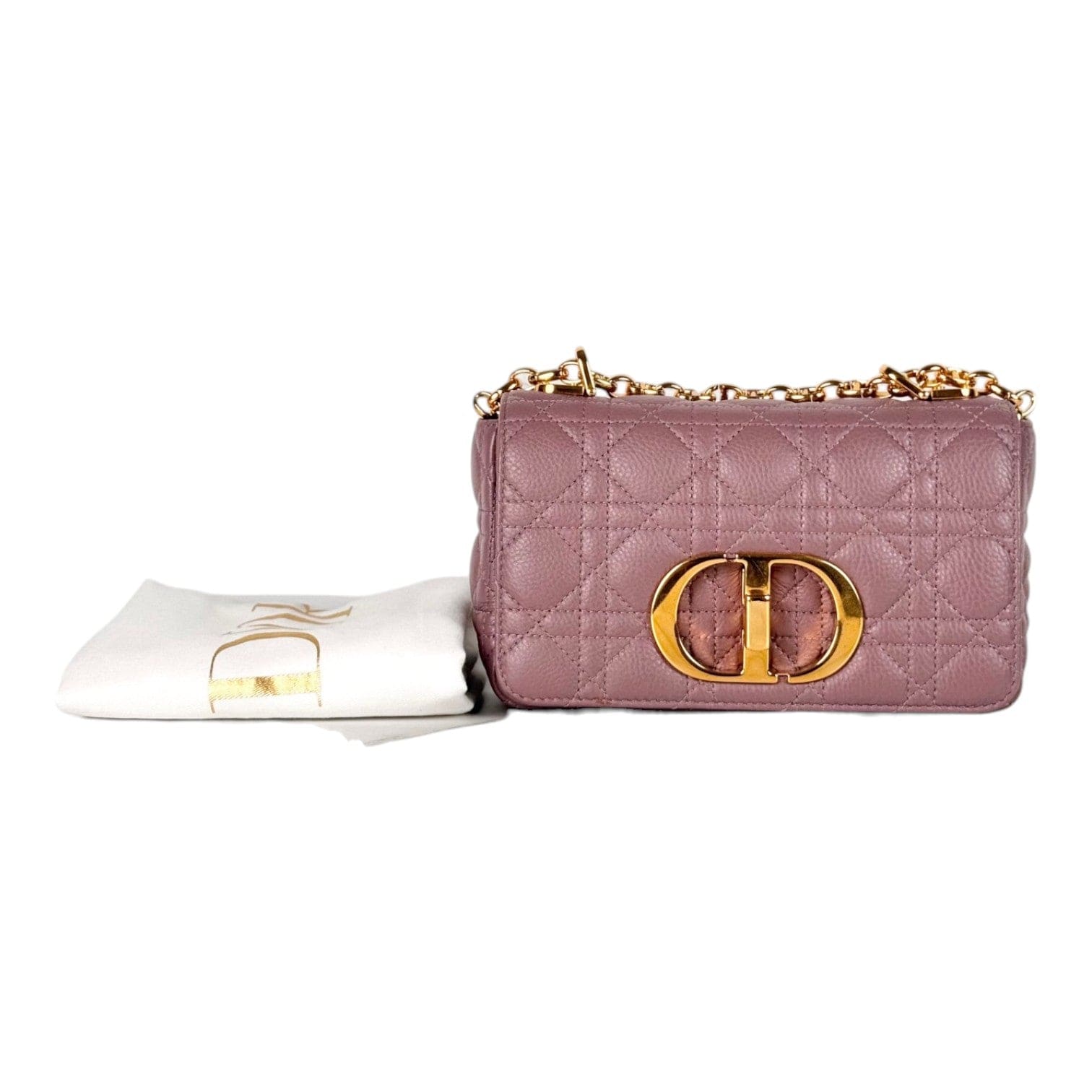 Dior Dior Small Purple/Pink Tone Caro Leather Bag with Chain Strap