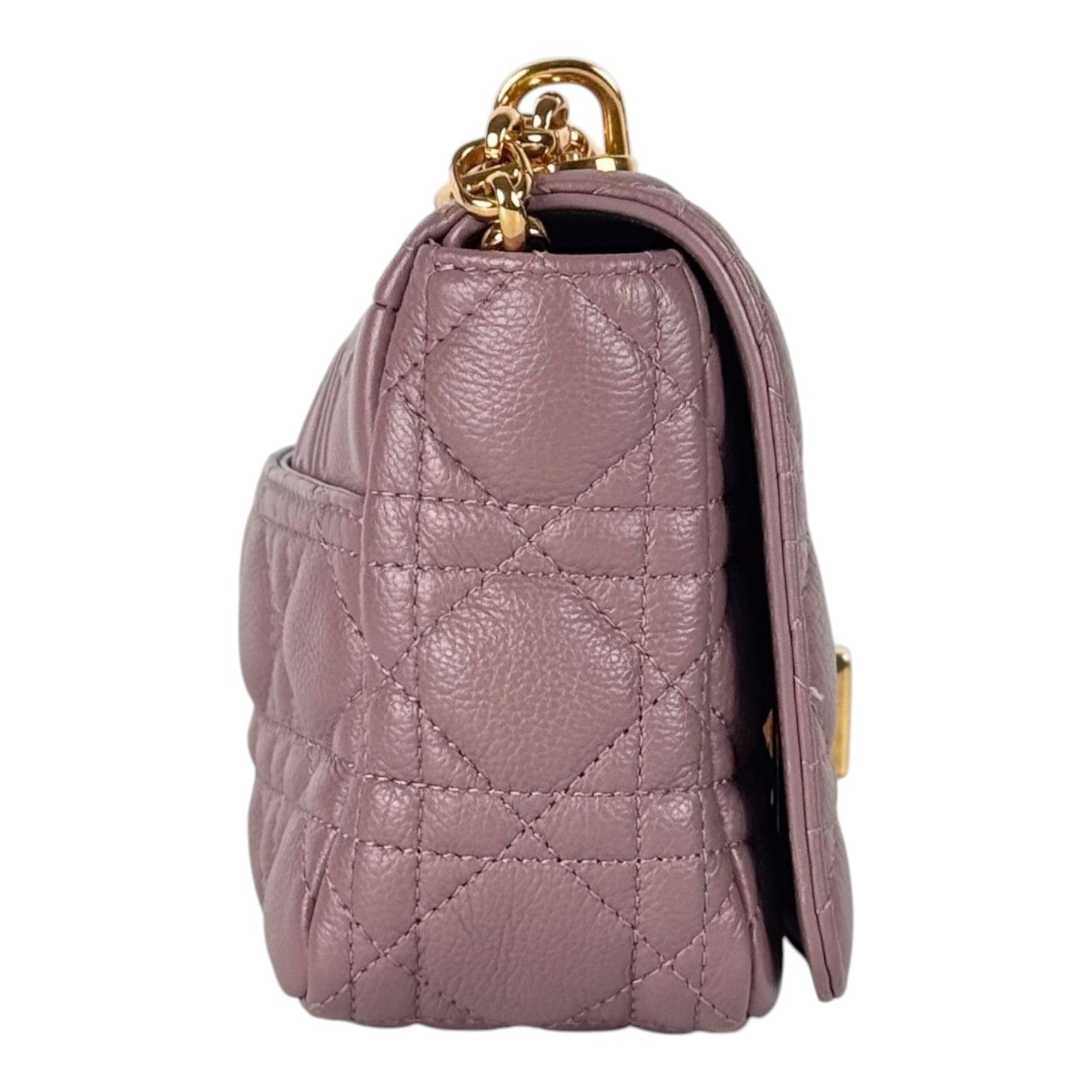 Dior Dior Small Purple/Pink Tone Caro Leather Bag with Chain Strap