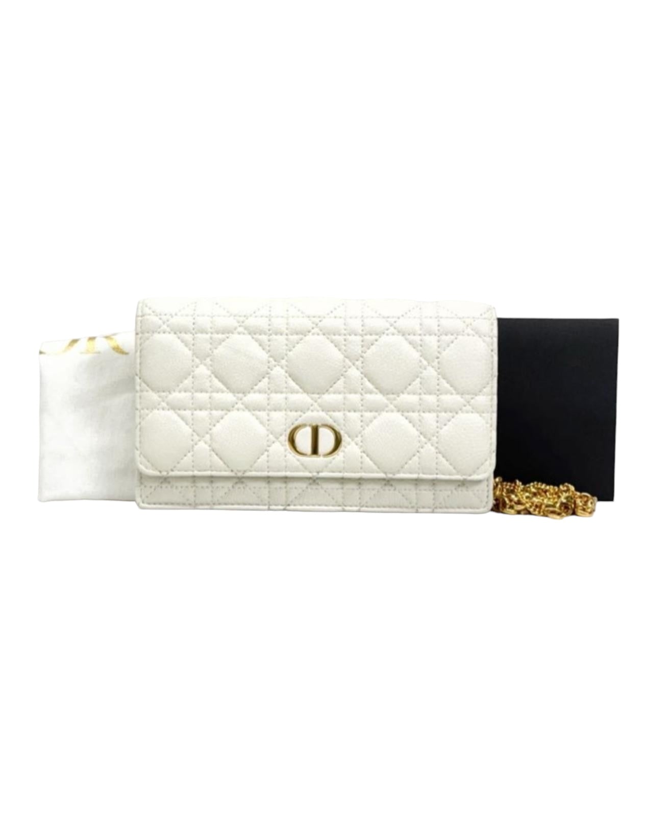 Dior Dior White Caro Pouch Chain Bag