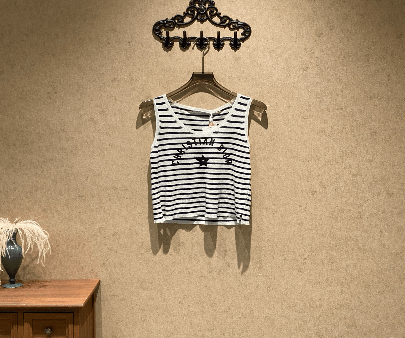 Dior Dior 25SS New Blue and White Striped Lucky Star Slogan Logo Vest / Size 36 / Brand New with Tether / 39994 SGC39994