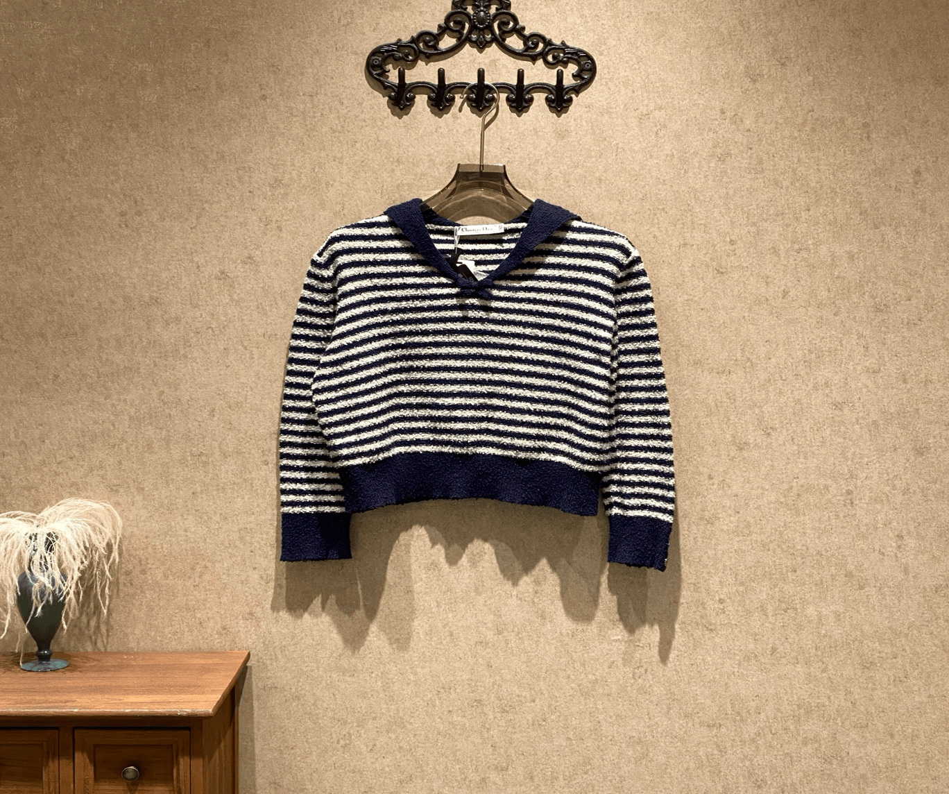 Dior Dior Blue and White Striped Navy Collar Sweater with Logo Banner / Size 44 / 99% New / 41825 SGC41825