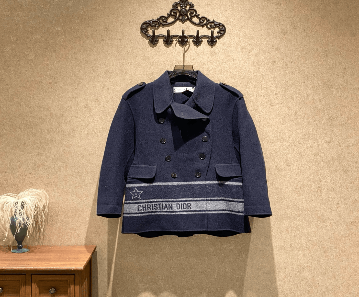Dior Dior Midnight Blue Lucky Star Logo Wool Coat / Size 36 / 99% New / 41875 SGC41875