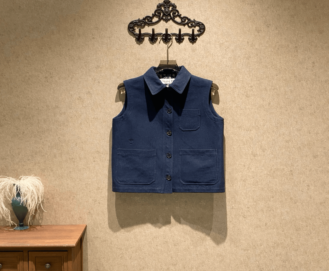 Dior Dior monogram logo print denim vest / size 36 / brand new with original hangtag and spare buckle / 29615 SGC29615