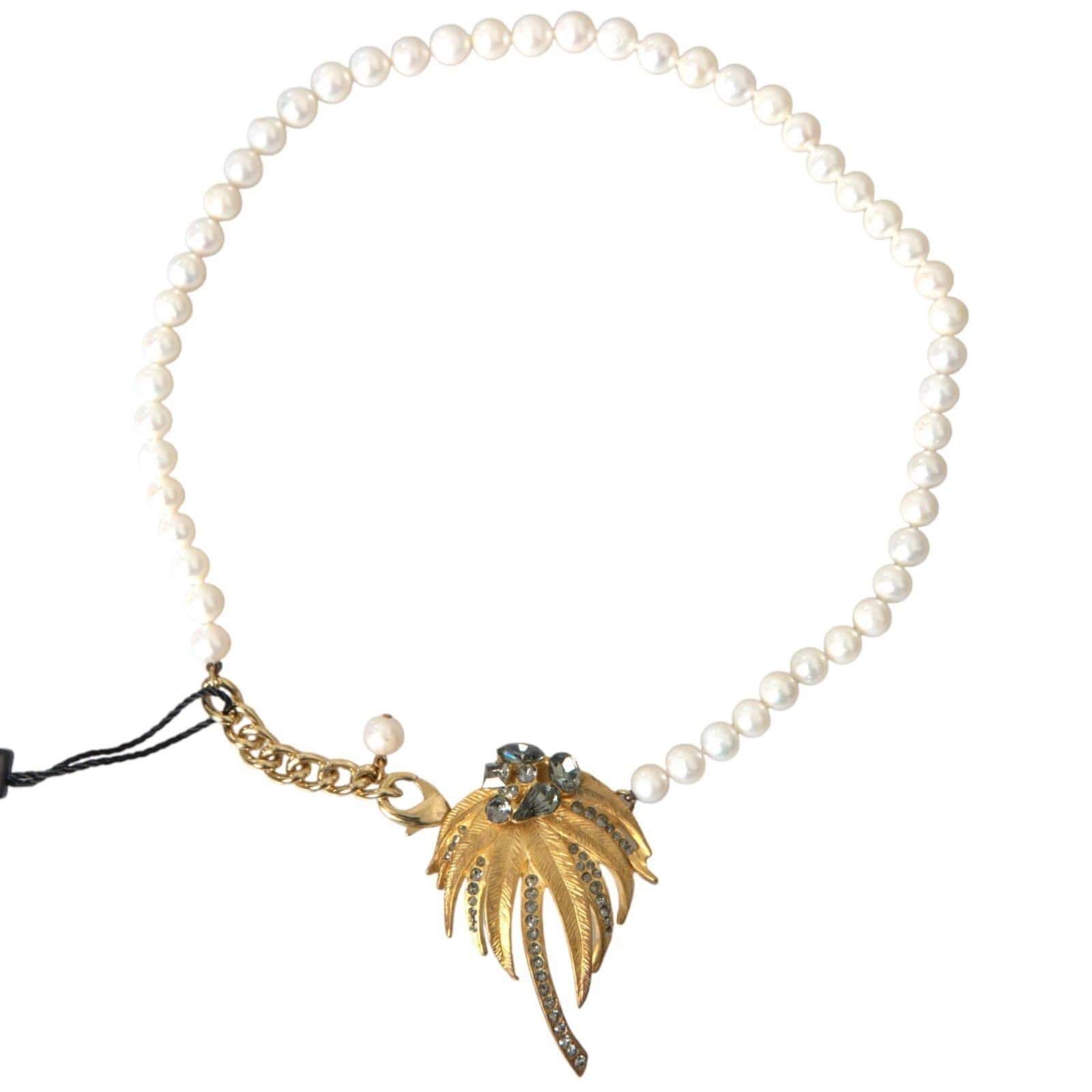 Dolce & Gabbana Dolce & Gabbana Necklace Gold Brass Crystal Pearl Tree Pendant Charm DG32S