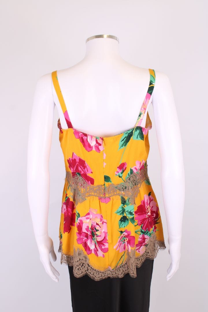 Dolce & Gabbana Dolce & Gabbana Floral Lace Trim Camisole Mustard/ Pink M
