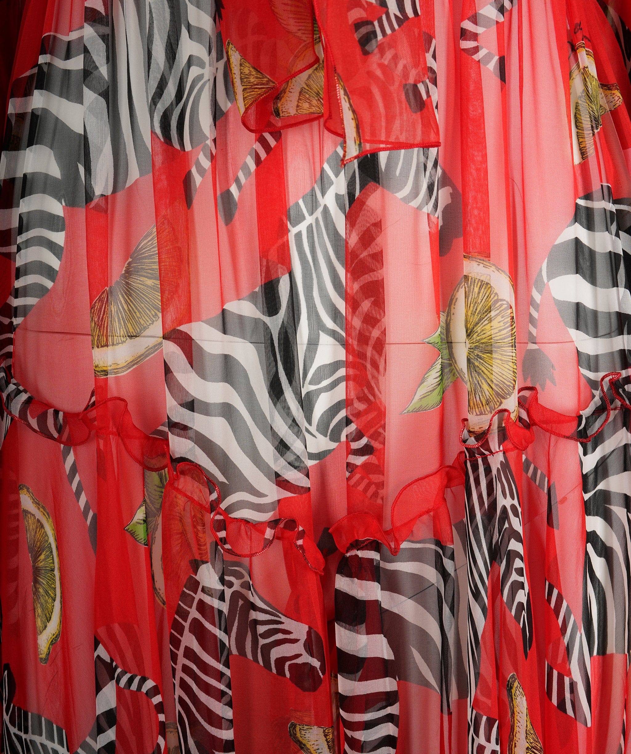 Dolce & Gabbana D&G long dress silk red with zebras IT38 (S to M) AVC1332