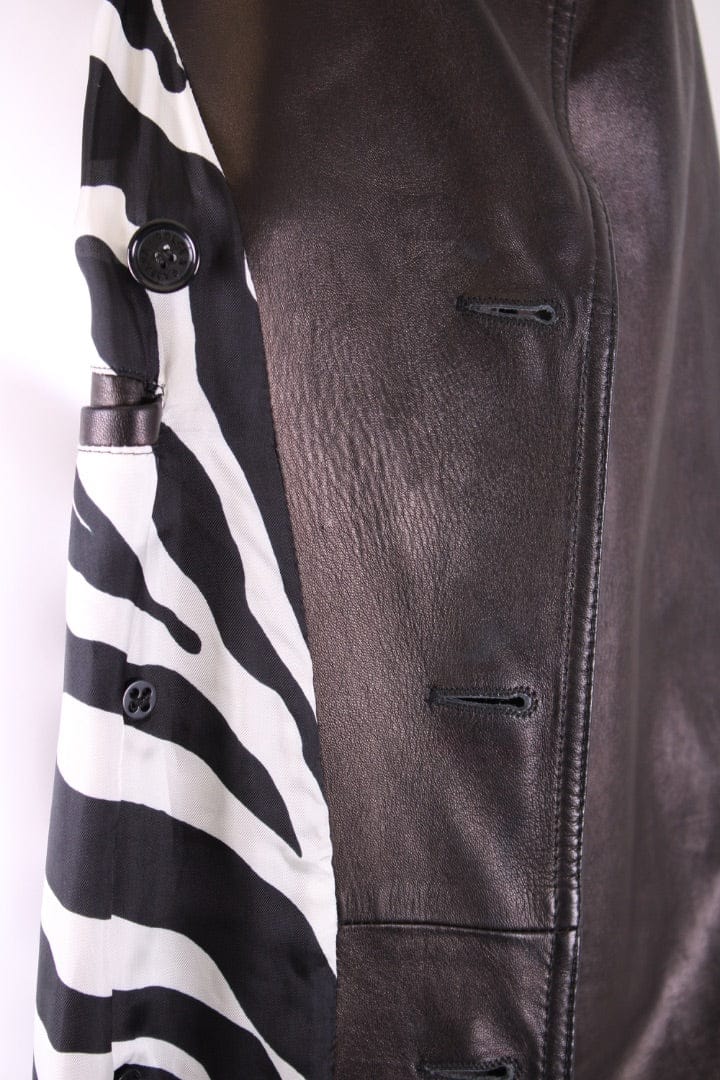 Dolce & Gabbana Dolce & Gabbana Leather Zebra Lining Coat Black M