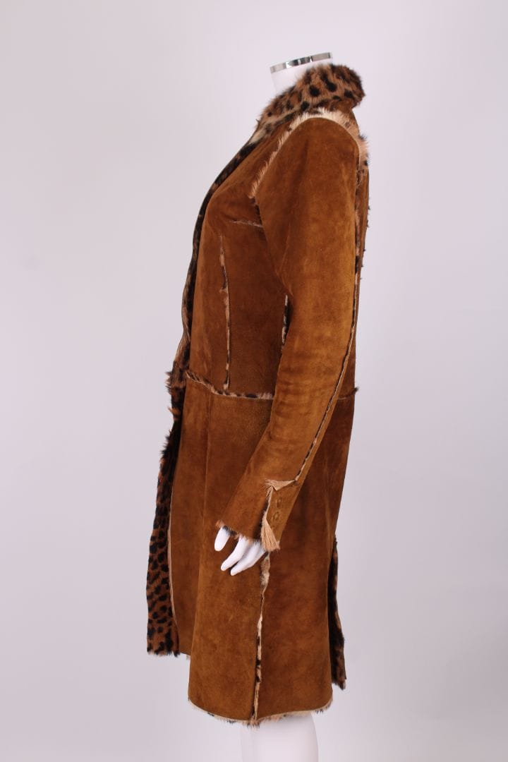 Dolce & Gabbana Dolce & Gabbana Leopard pony hair lining reversible coat brown suede 46