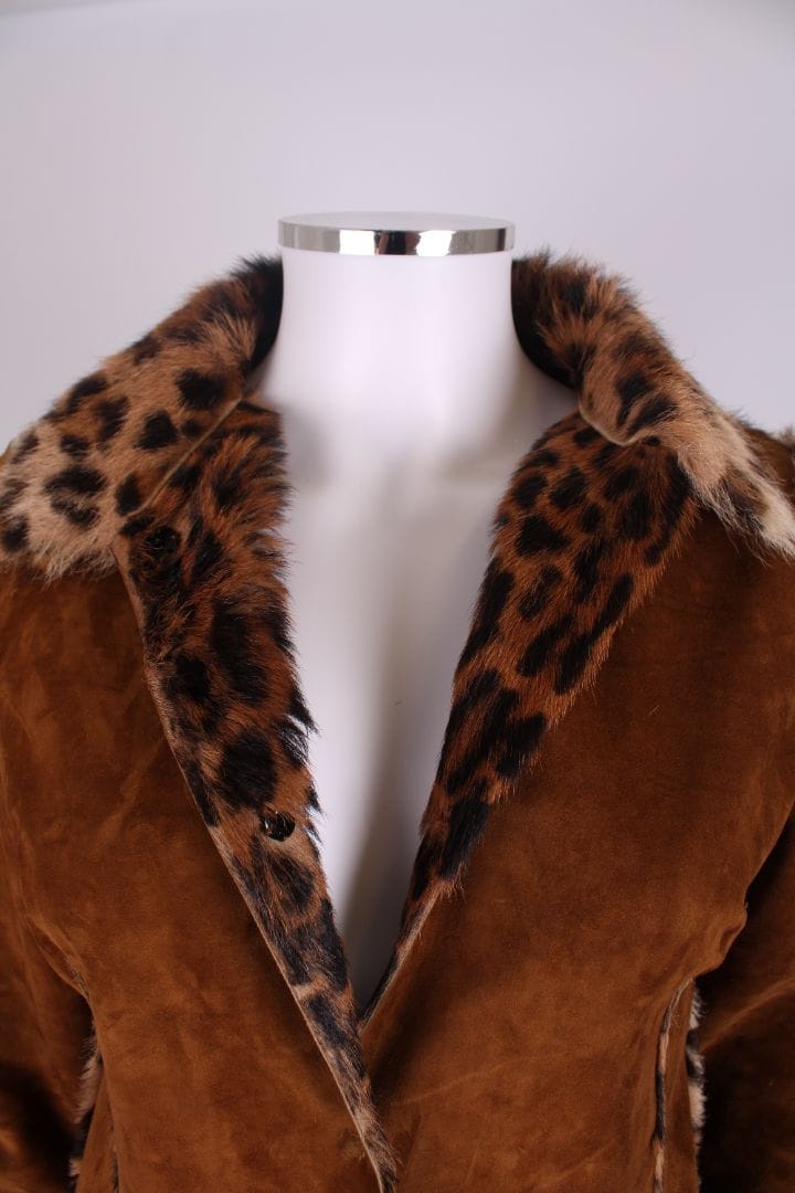 Dolce & Gabbana Dolce & Gabbana Leopard pony hair lining reversible coat brown suede 46