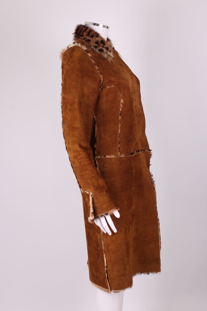 Dolce & Gabbana Dolce & Gabbana Leopard pony hair lining reversible coat brown suede 46