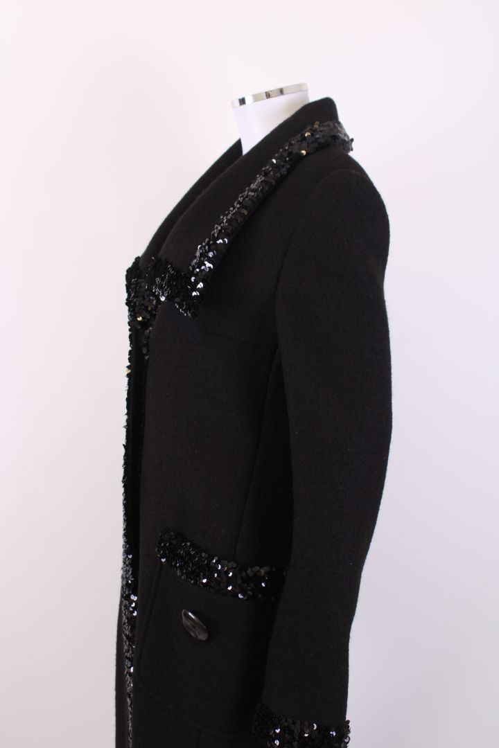Dolce & Gabbana Dolce & Gabbana Sequin Trim Coat Black 12