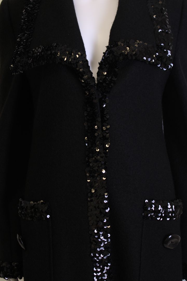 Dolce & Gabbana Dolce & Gabbana Sequin Trim Coat Black 12