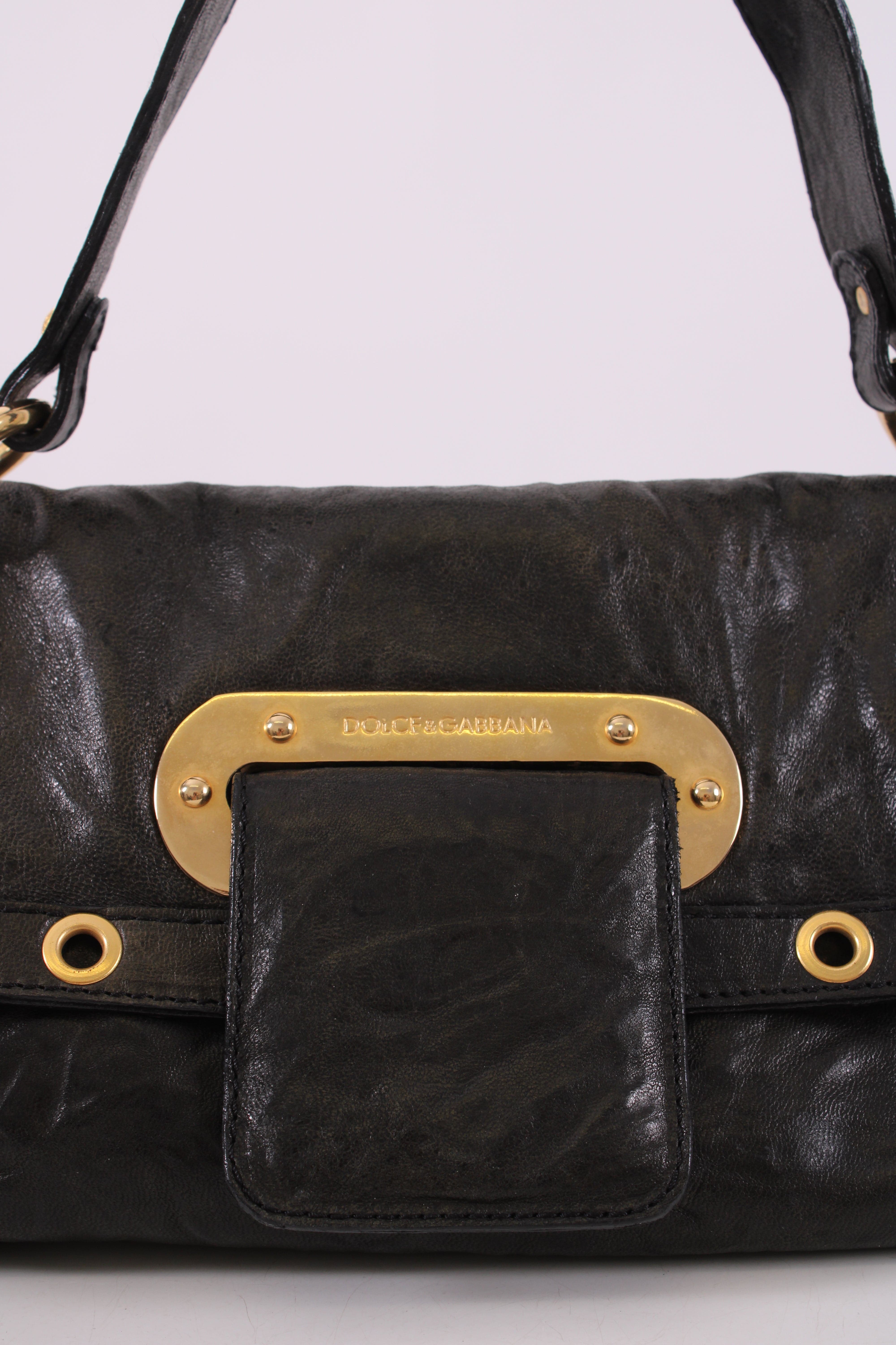 Dolce & Gabbana Dolce & Gabbana Leather shoulder bag gold detailing Black Small