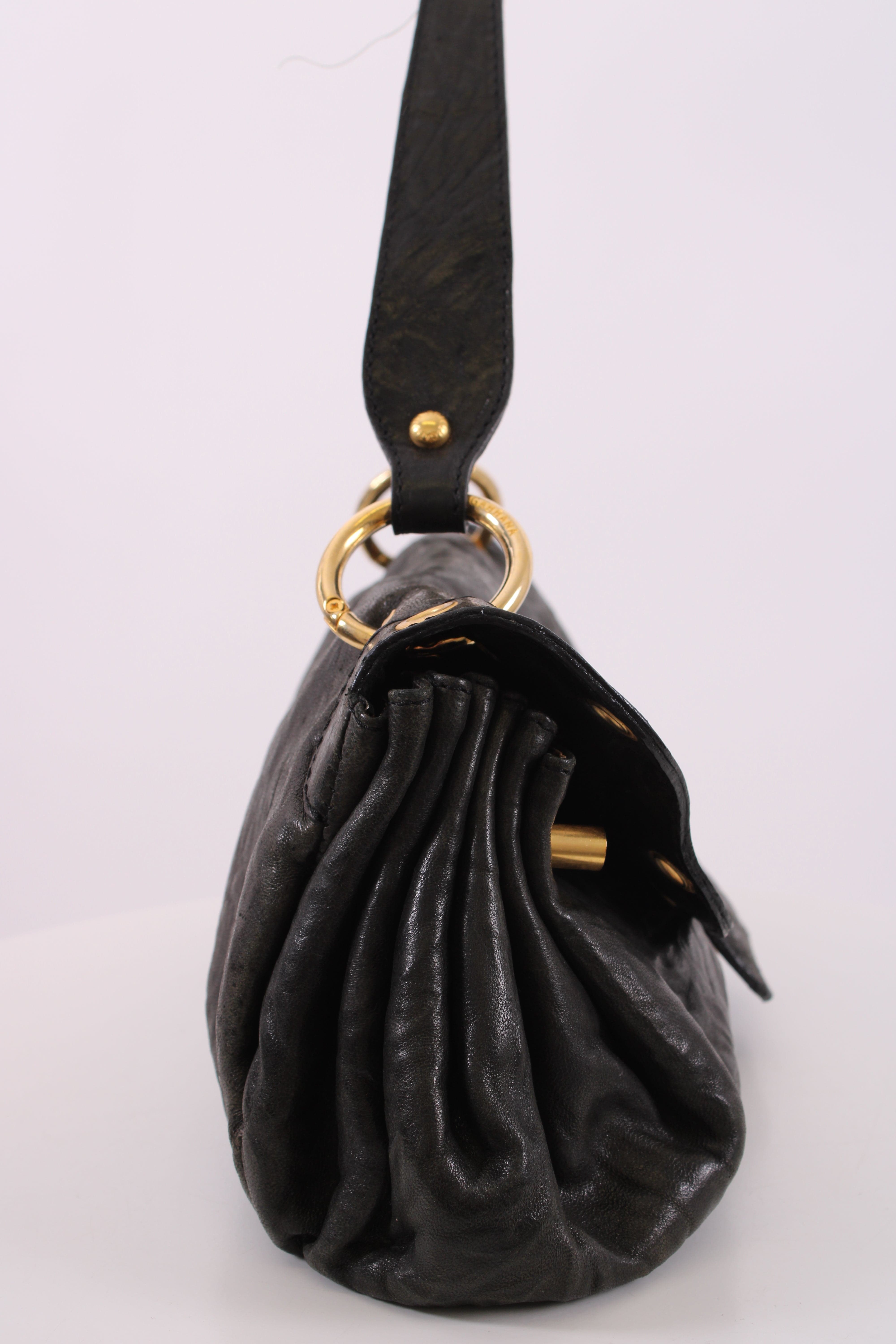 Dolce & Gabbana Dolce & Gabbana Leather shoulder bag gold detailing Black Small